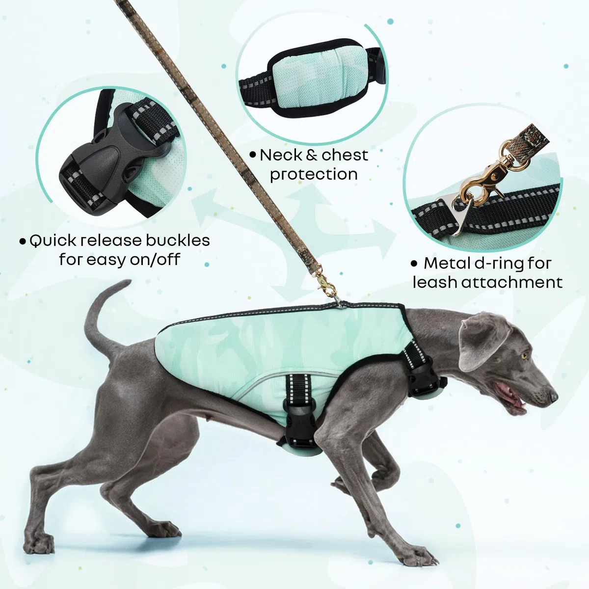Gilet Réfrigérant pour Chien, Manteau Refroidisseur d'évaporation Manteau Rafraichissant pour Chien Veste de Refroidissement Confortable Protection Contre Le Soleil(Vert, L)