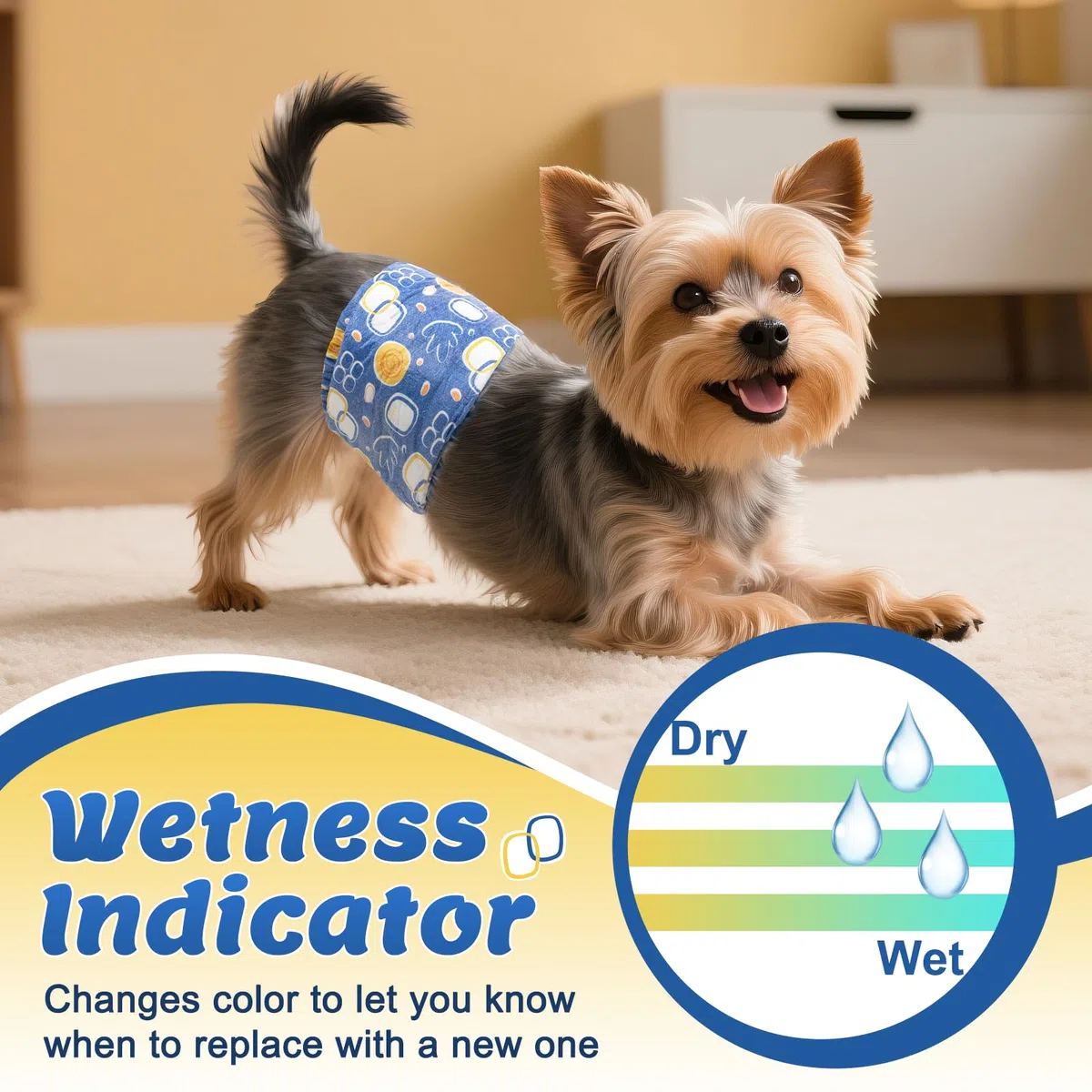 MICOOYO Couche Chien Male Jetable, Couches Chien Male Super Absorbante, Couches pour Chiens pour l'incontinence (S, 20 pièces)