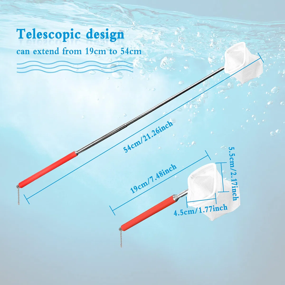 Épuisette de Pêche, 2 Pcs Épuisettes de Pêche Télescopique Utilisent Une Conception Rétractable, Filet de Pêche Télescopique en Matériau Souple, Filet de Pêche pour Aquarium ne Nuira Pas au Poisson