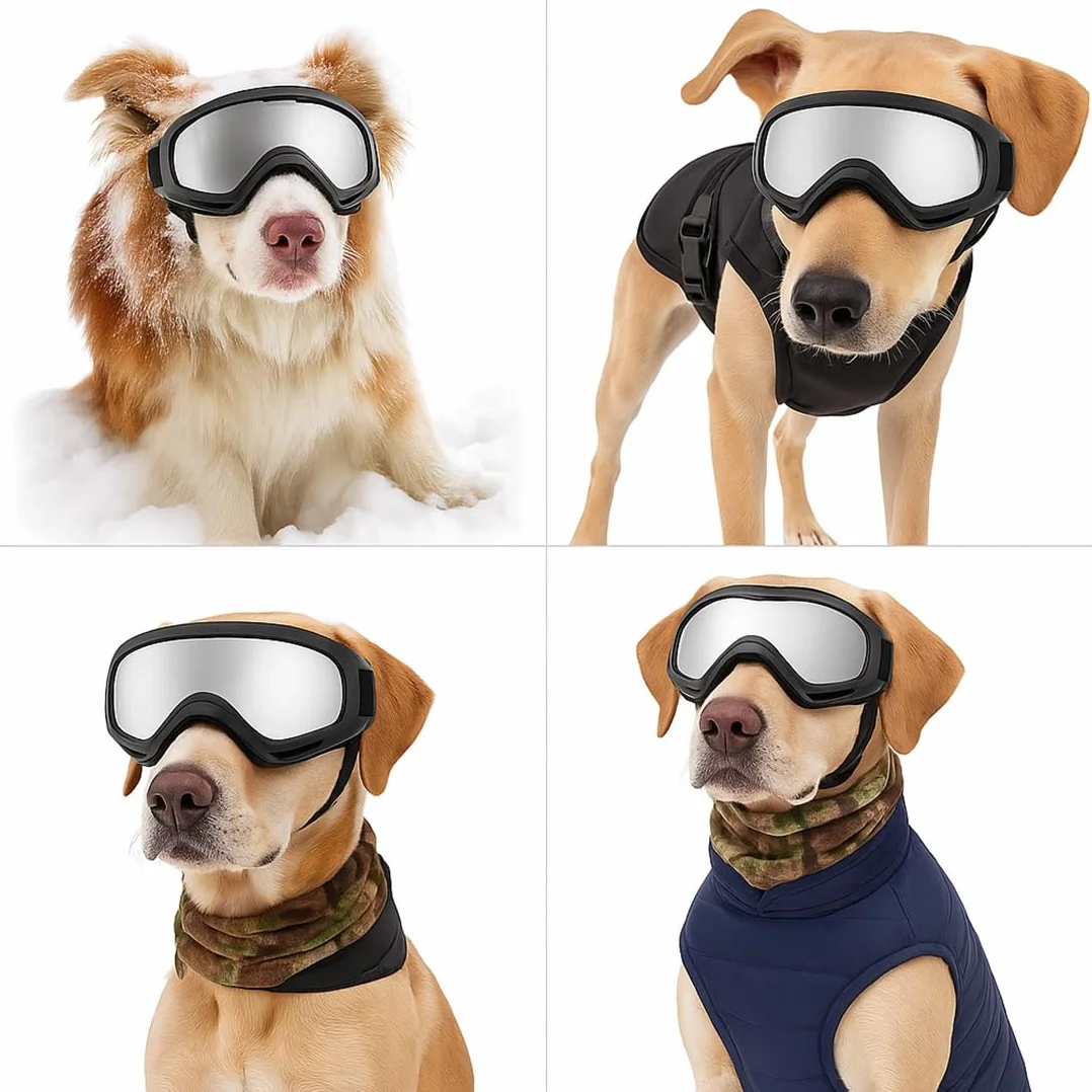 Lunette pour Chien, Lunettes de Soleil pour Chiens, Lunette de Protection des Yeux pour Chien, Lunettes Anti-UV pour Chiens, Imperméables, Coupe-Vent