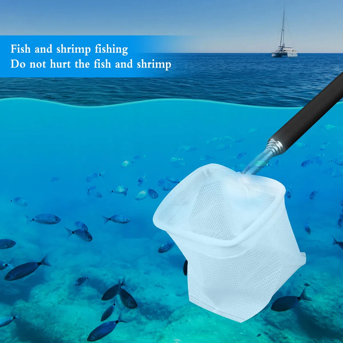 Épuisette de Pêche, 2 Pcs Épuisettes de Pêche Télescopique Utilisent Une Conception Rétractable, Filet de Pêche Télescopique en Matériau Souple, Filet de Pêche pour Aquarium ne Nuira Pas au Poisson