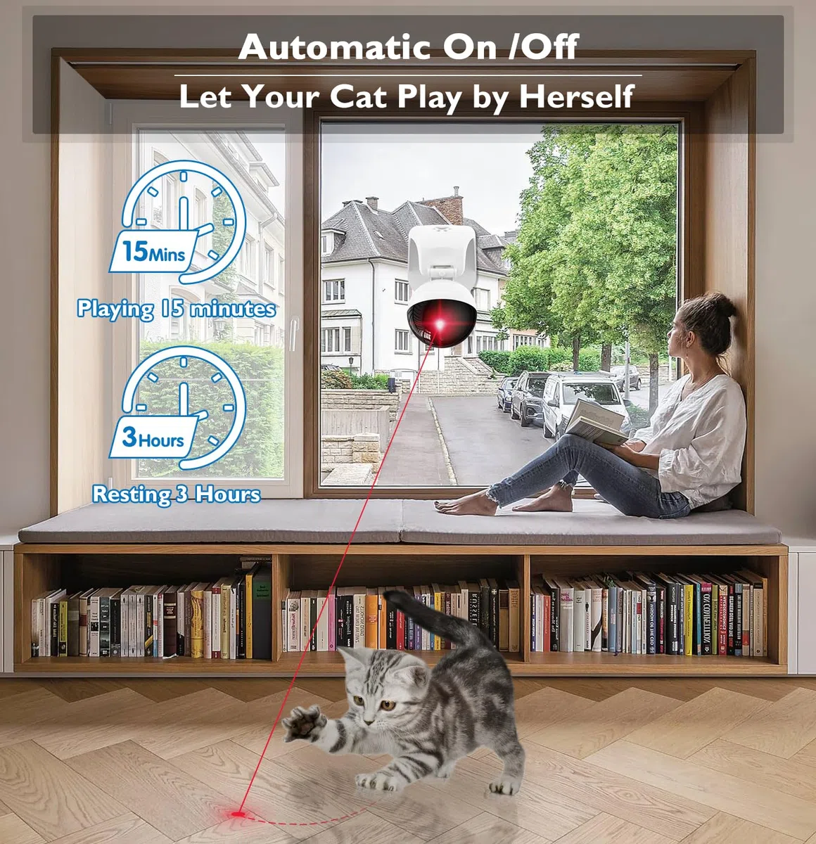 Petiepaw Jouets Laser Interactifs pour Chats D'intérieur, Jouet Laser Automatique pour Chats Adultes/Chatons/Chiens Ennuyés À L'intérieur, Rechargeable par USB, 3 Modes De Vitesse