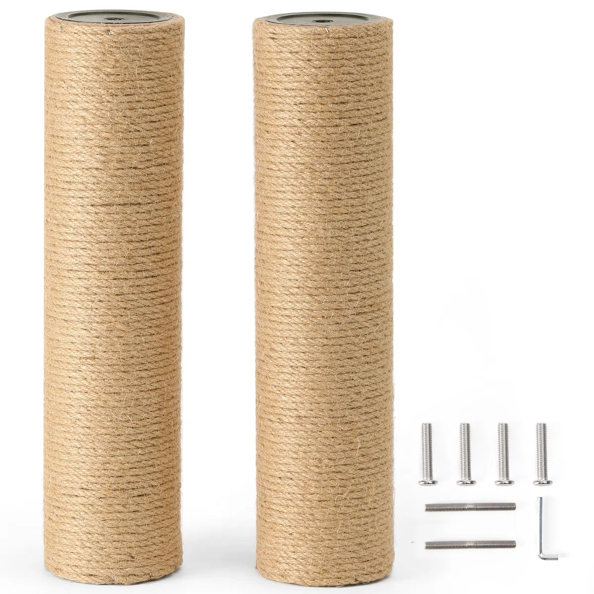 FUKUMARU Lot de 2 recharges pour Arbre à Chat de Rechange en Corde de Jute Naturelle avec vis M8, 8,9 x 32,6 cm