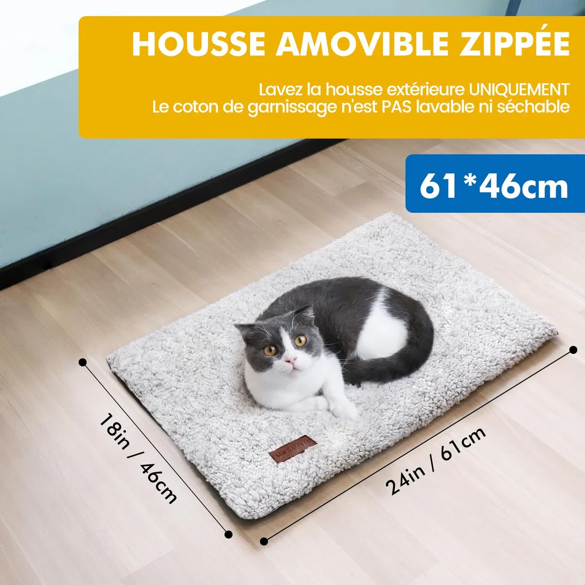 Mora Pets Tapis Chauffant pour Chat Coussin Auto Chauffant Couverture sans électricité - Panier Doux et sécurisé pour Votre Animal - Tapis Thermique pour Chat Lavable - 61 x 46 cm