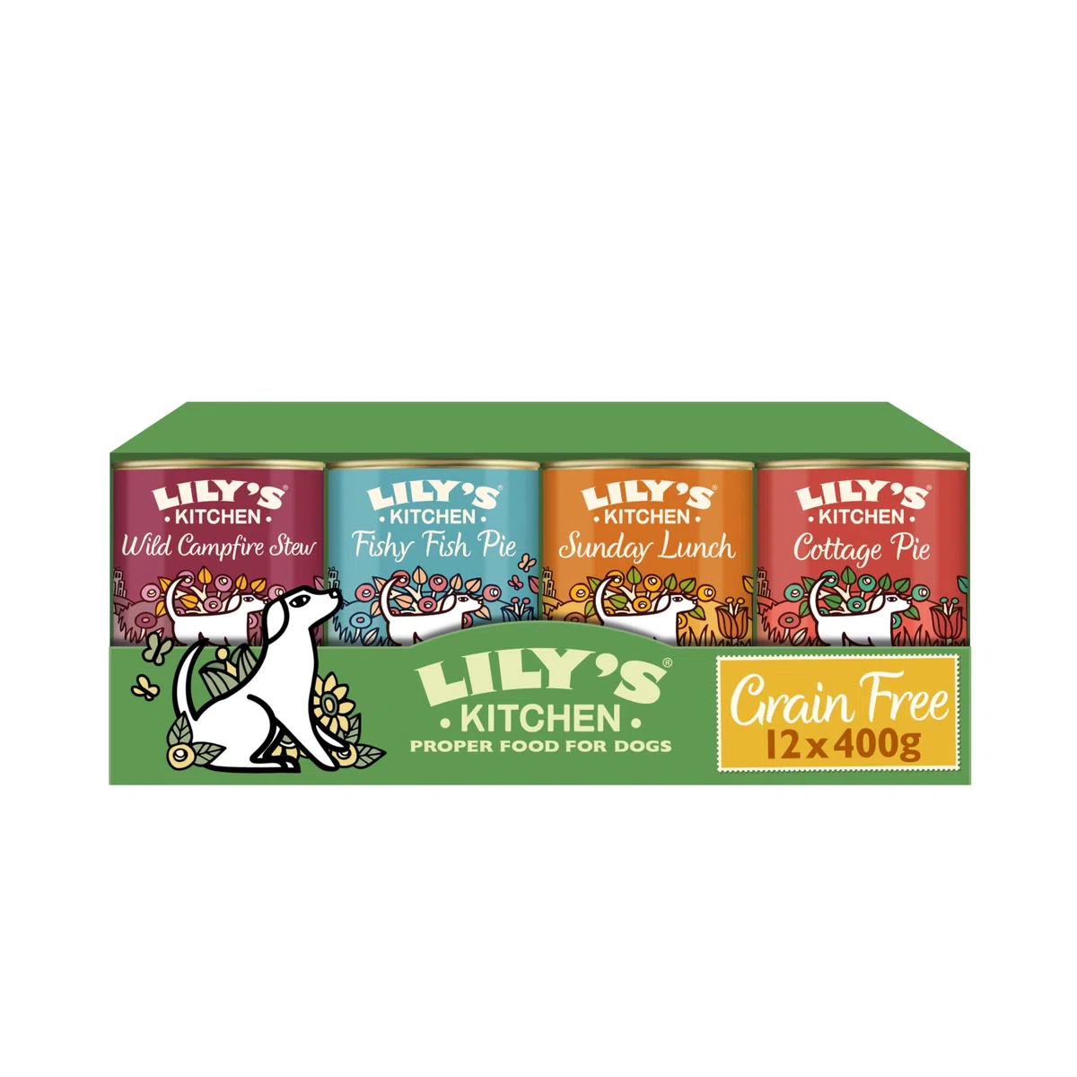 Lily's Kitchen Aliment humide naturel en boîte pour chiens adultes, recette sans céréales, multipack (12 x 400g Conserve)