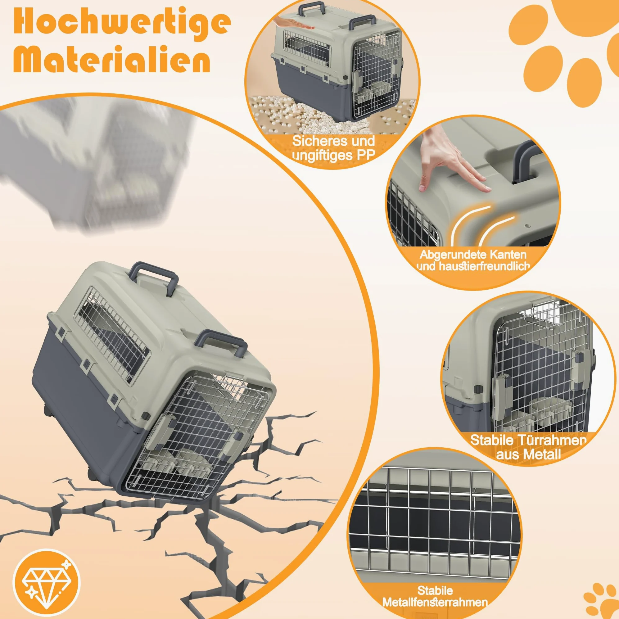 LZQ Boîte de transport pour chat, chien et chat, en plastique, pour petits animaux, chien, lapin (L 67 x l 51 x H 58,5 cm)