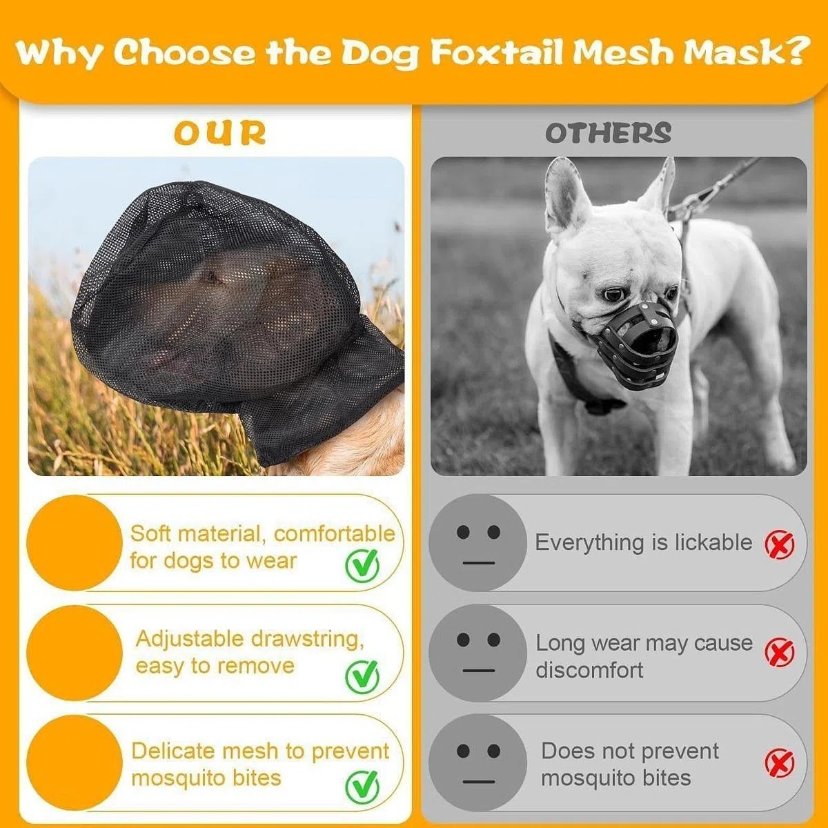 Colcolo Masque de chien, garde de filet en maille, empêchez les épines bâtons rochers du visage de chien de protection pour chiens de protection de chien pour, M