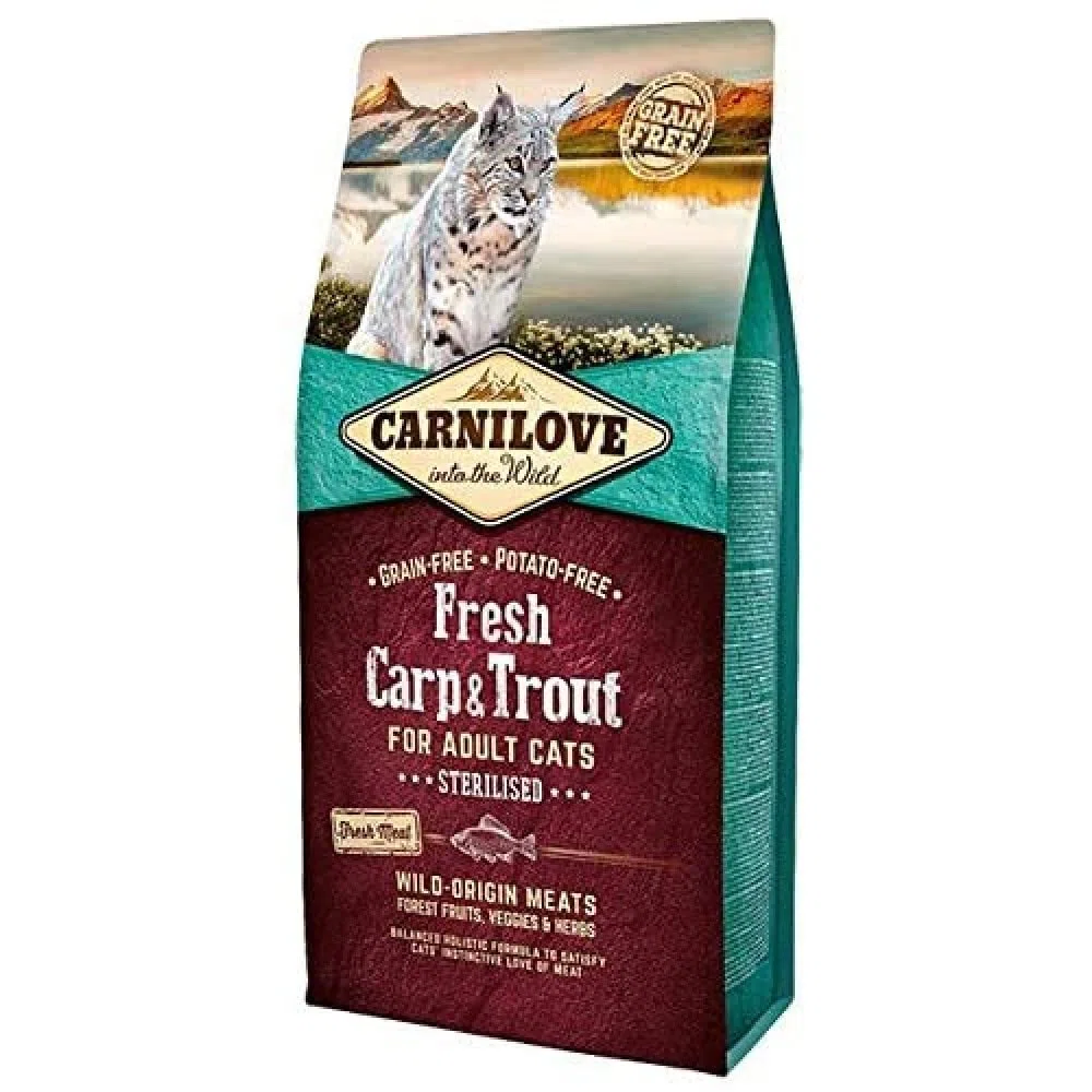 Carnilove Carnilove Fre Carpe & Truite Stériliser Nourriture Déshydratée pour Chat 400 g - Paquet de 22 x 18,2 g - Total 400 g