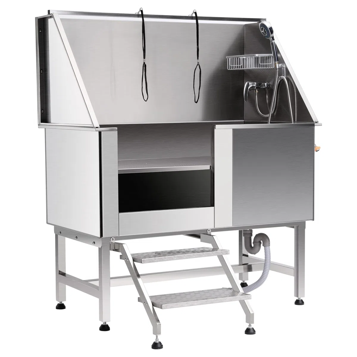 Baignoire pour Animaux de Compagnie, Baignoire de Toilettage en 304 INOX pour Chiens Chats de 118KG Max., Baignoire en 304 Acier Inoxydable pour Bain de Chien