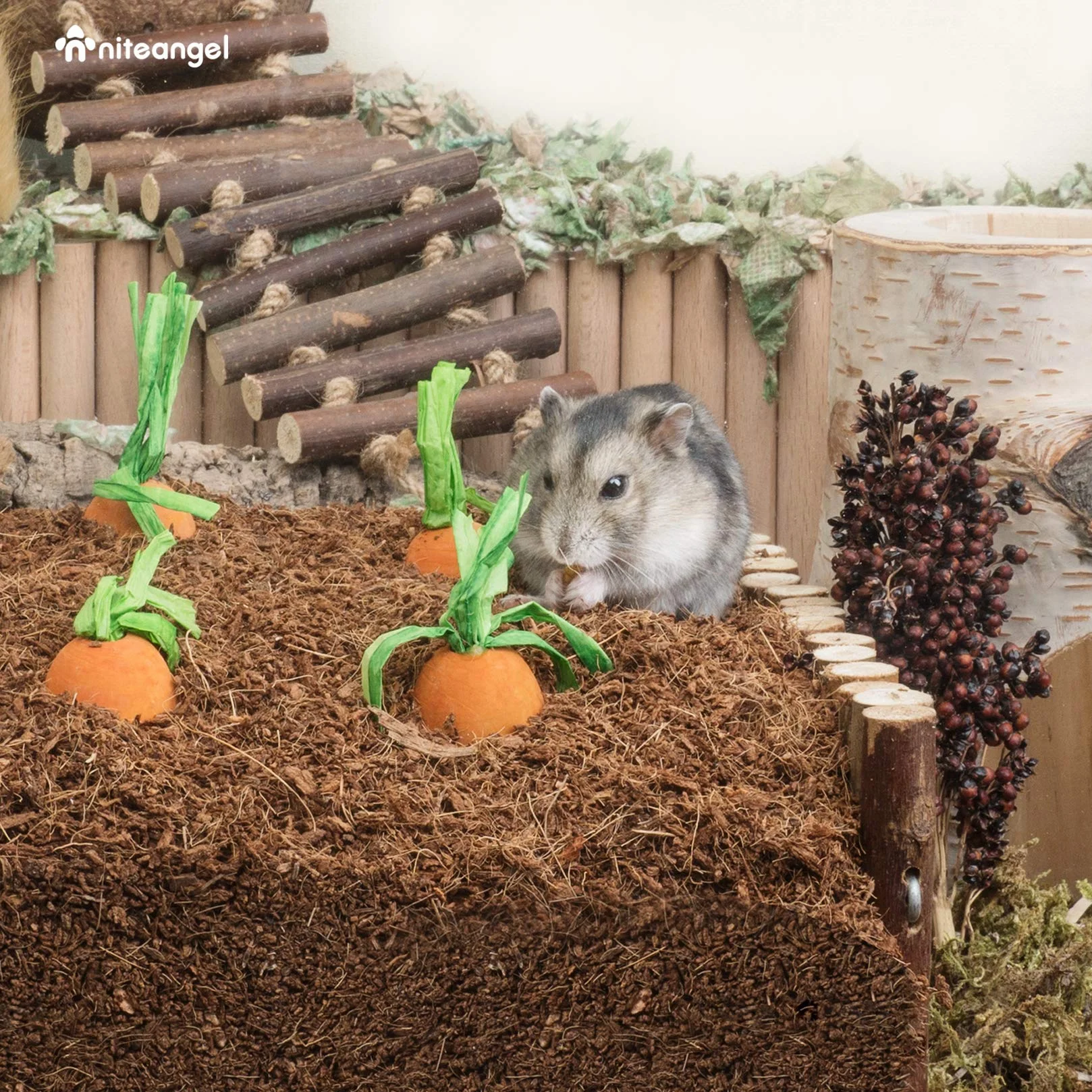 Niteangel Litière Naturelle pour Hamsters Nains syriens, gerbilles, Souris, Degus ou Autres Petits Animaux à Base de Coco/Cork. (Tourbe de Coco)
