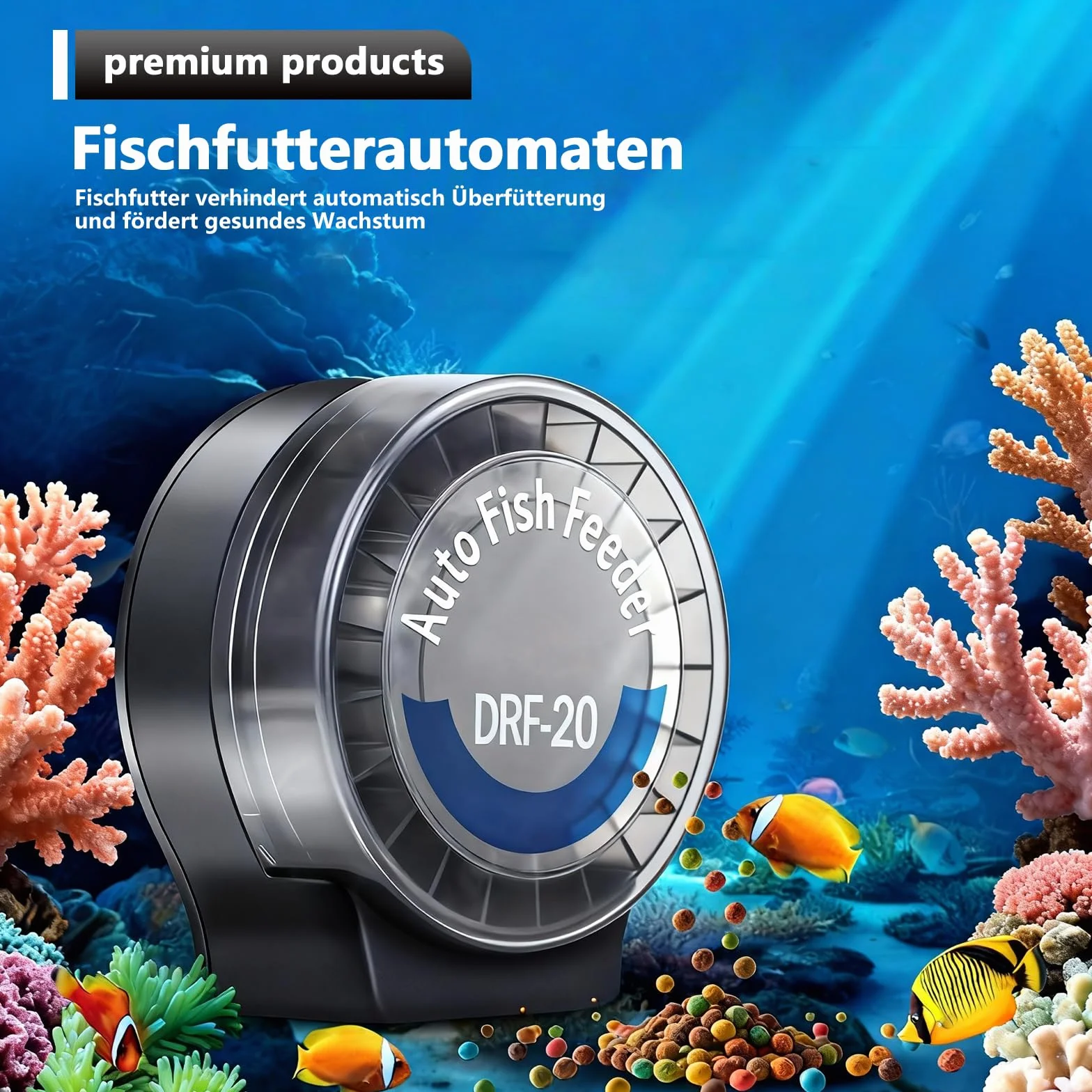 Distributeur automatique de nourriture pour poissons d'aquarium avec minuterie - Distributeur automatique de granulés et granulés - Fonctionne avec piles