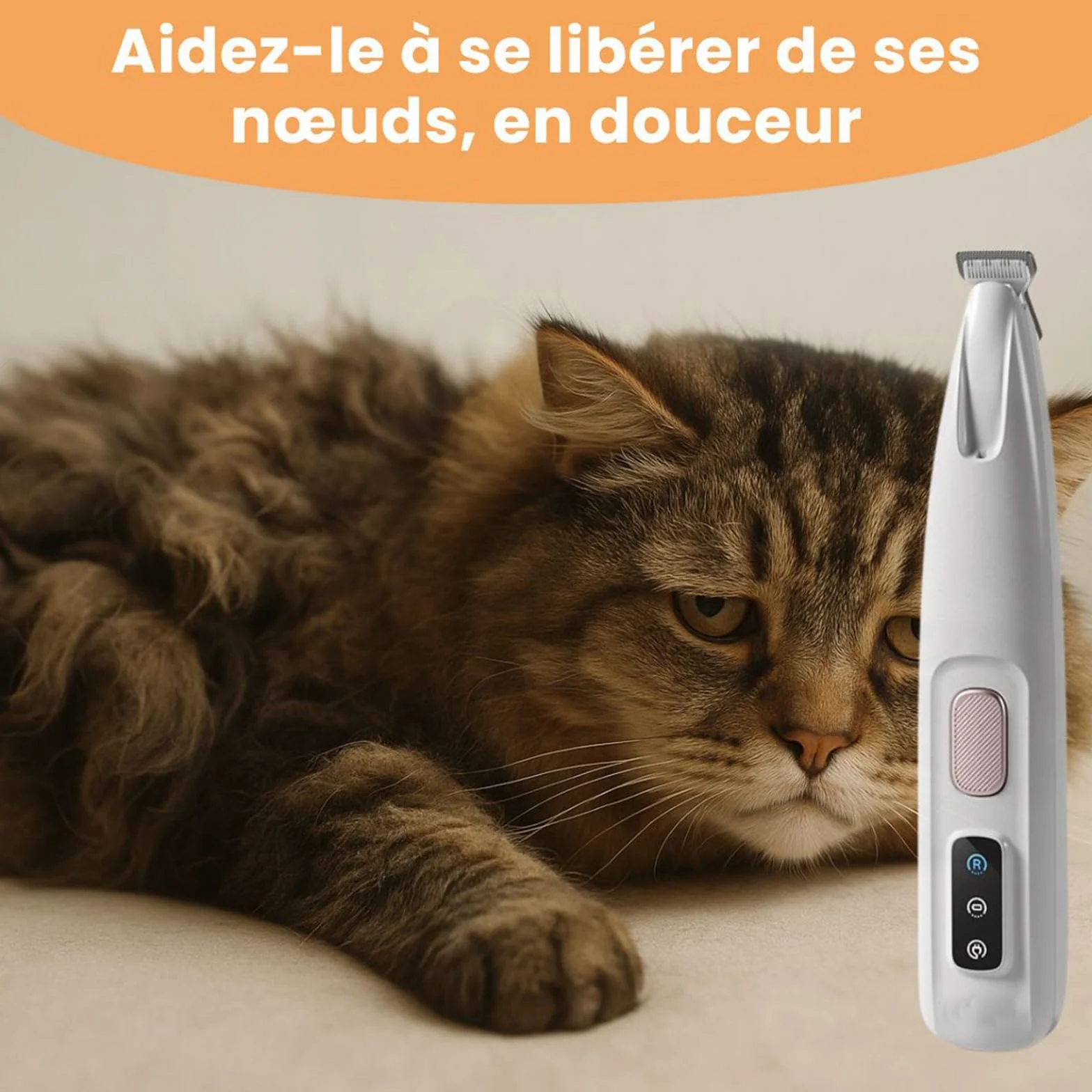 Tondeuse Chat, Neu Tondeuse De Précision Pour Chat, Élimine Les Nœuds Et Les Poils Superflus, Silencieuse(<35db), Lames Sûres, Coupe Précise, Adaptable À Tous Types De Poils (A)