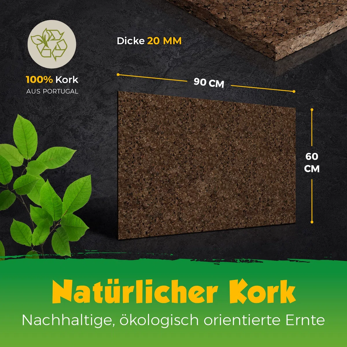 Fond en liège noir XL | Granulés de liège expansés | Liège naturel | Liège | 90 x 60 cm | 2 cm d'épaisseur | Paroi arrière nettoyée et désinfectée pour terrarium et vivarium