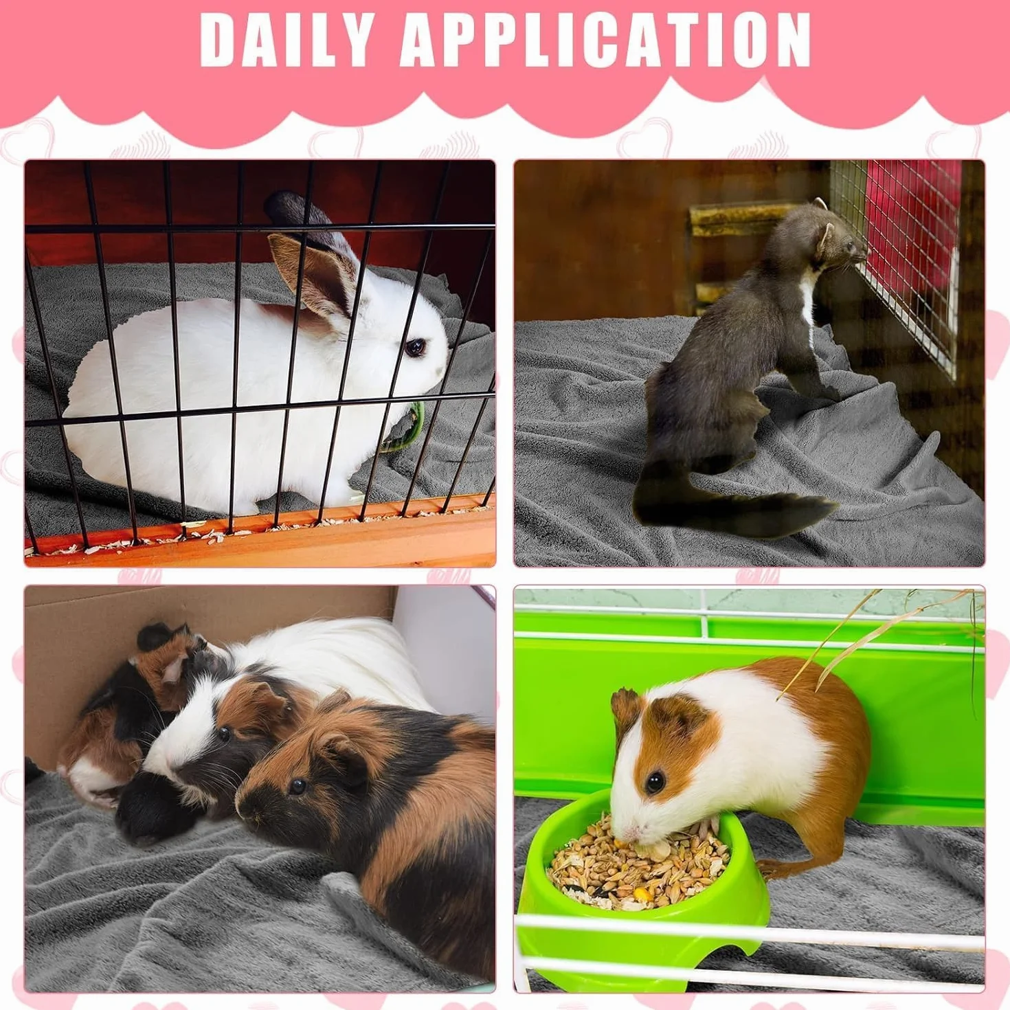 Lot de 10 Tapis pour Rongeur - Couverture pour Cochon d'Inde - Imperméables - Tapis Cochon d'Inde Absorbant - Lavable - pour Petits Animaux, Hamsters, Chiots, Chats - 60 x 45 cm (Vert)