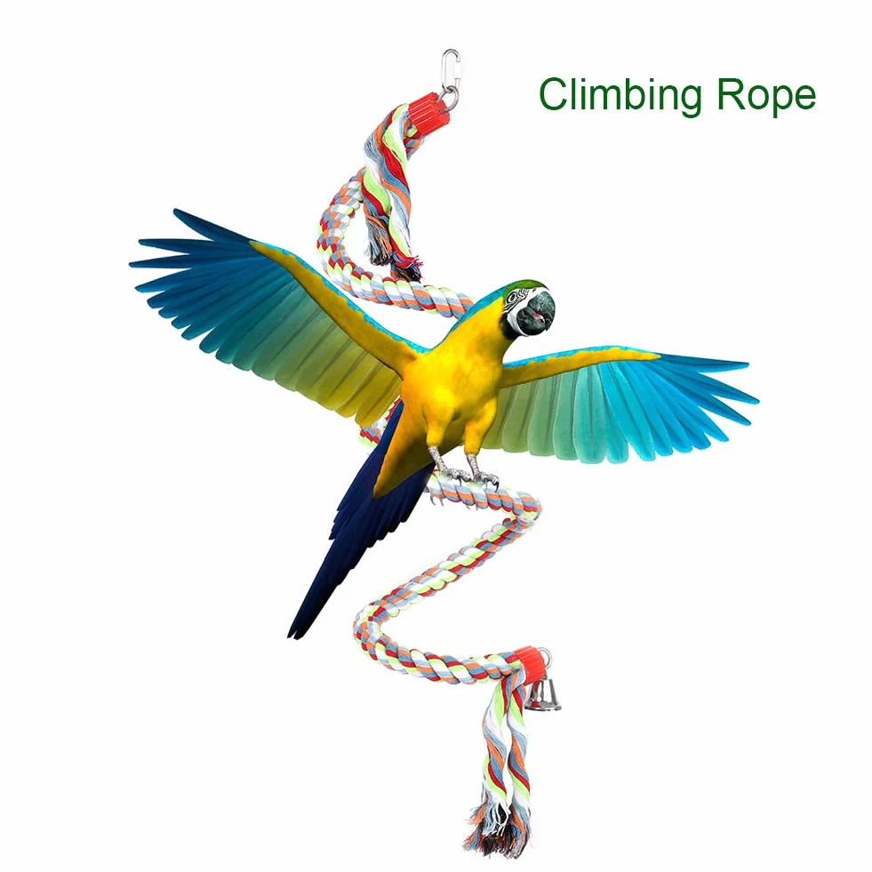 1.6 mètres perroquet à l'élastique balançoire en spirale debout jouets avec corde cloche perche de coton oiseaux fournitures pour grand moyen petits perroquets