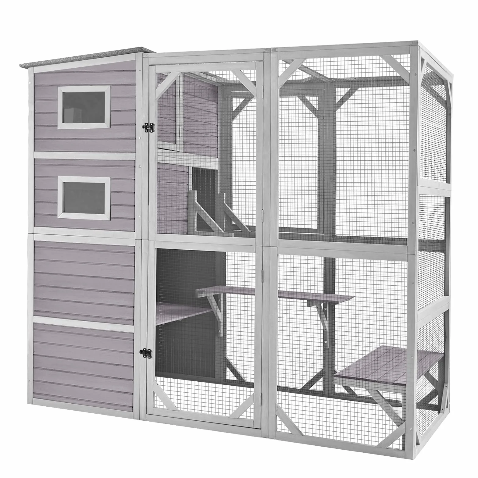 Catio Niche d'extérieur pour chat avec 4 niveaux pour intérieur et extérieur avec toit résistant aux intempéries et pièce spacieuse