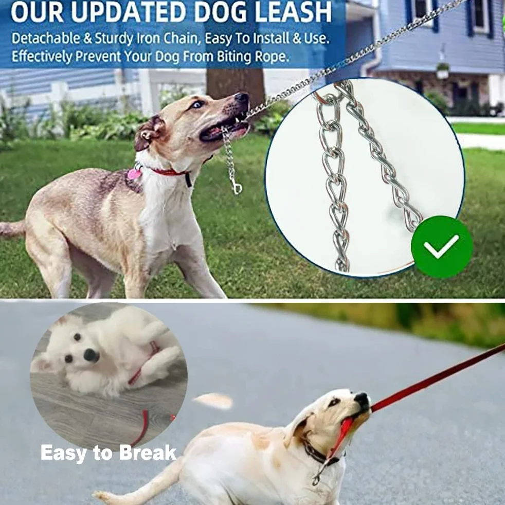 Laisse rétractable en Nylon avec chaîne Anti-Mastication, très résistante pour Chiens de Taille Moyenne et Grande 8 m, Gris