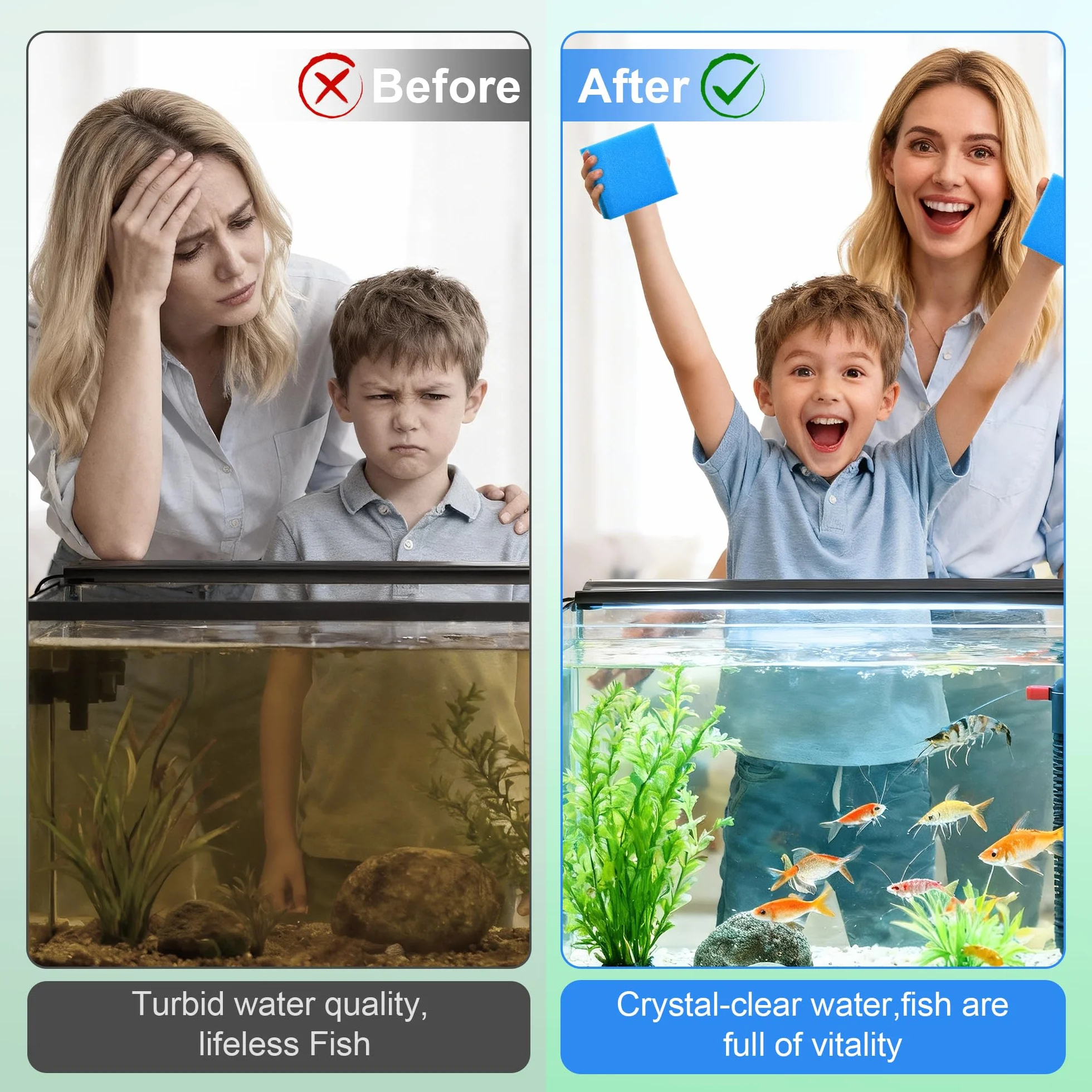 Fentar Kit de 16 Mousse Filtre Aquarium pour Juwel Bioflow M / 3.0, Ensemble pour Filtre Aquarium Incluant Mousse au Charbon, Mousse Biologique, Mousse Grosse et Fine Densité, Éliminateur de Nitrates