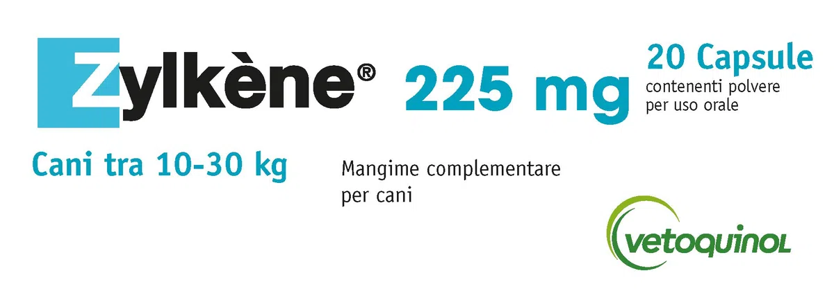 Zylkene Complément Alimentaire | Chiens de Taille Moyenne (10-30 kg) 225 MG | Favorise la Relaxation dans Les Situations d'inconfort à Court Terme : bruits forts, visites vétérinaires | 20 gélules