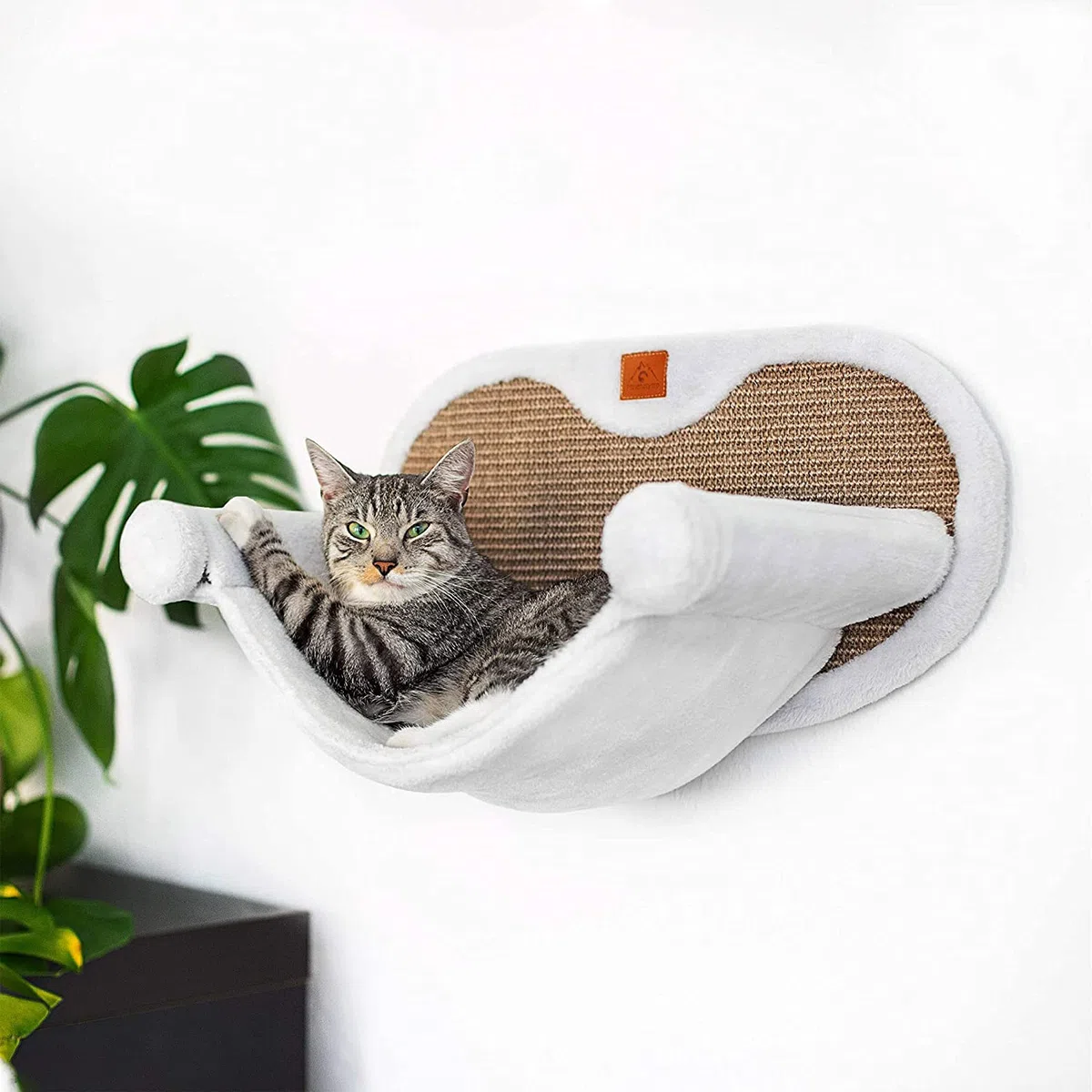 Pfotenolymp® Hamac pour Chats Stable avec Fixation Murale pour Chats jusqu'à 10 kg | Lit Suspendu Set Complet | Lit de Chat Niche de Couchage
