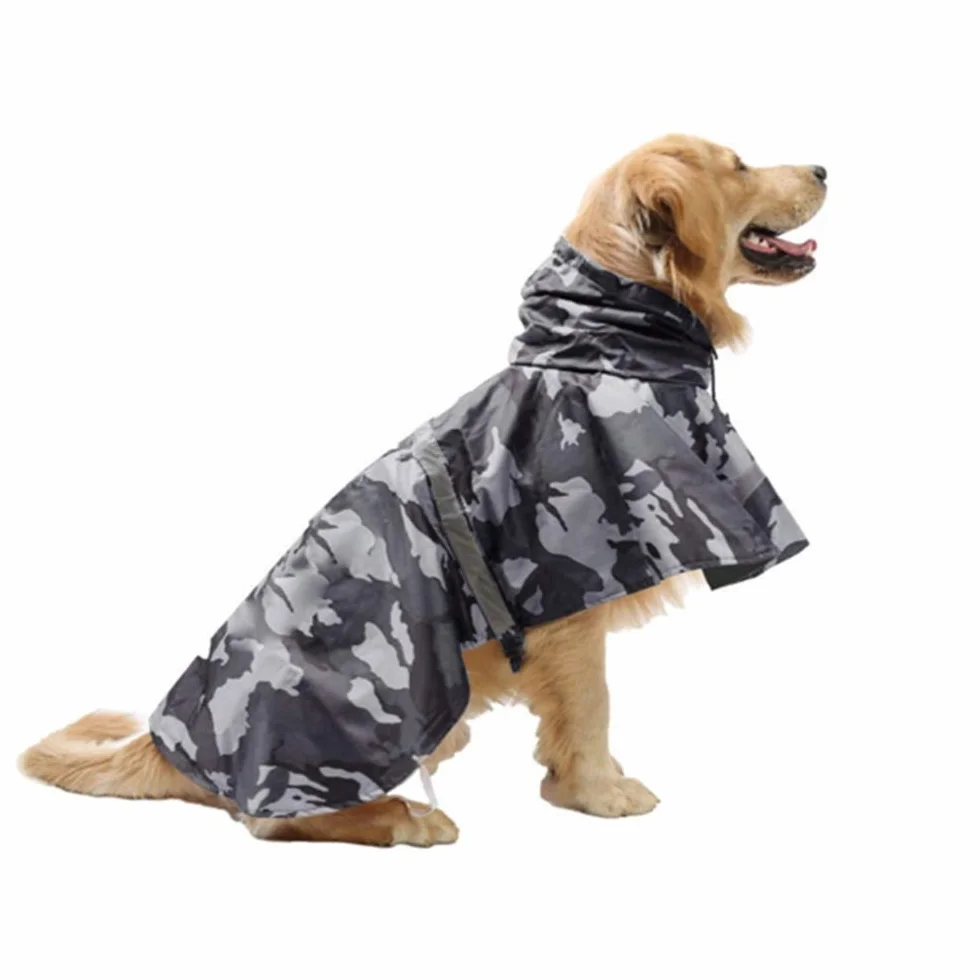 KoKoBin Manteau de pluie réfléchissant pour chien, avec capuche, ultra-léger, respirante, imperméable, veste pour chien, housse de pluie pour chiens de taille moyenne et grande (gris, XXL)