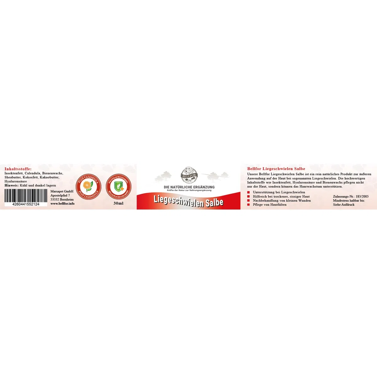 Bellfor Crème pour Les callosités chez Les Chiens - Crème pour Chien pour Peau sèche, callosités sur Les Coudes et Les Coussinets, avec Graisse d'insecte. Antibactérienne, Anti-inflammatoire - 30 ML