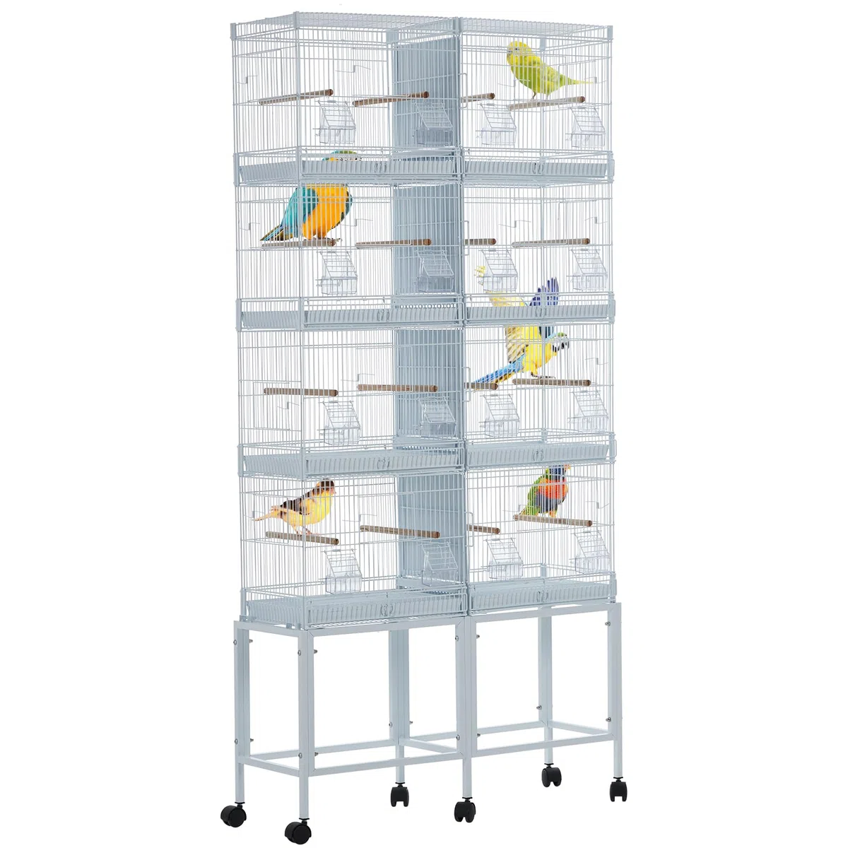 Magnifique volière pour Oiseaux – Cage Blanche en métal avec perchoirs, échelles, Plateau Amovible et roulettes – pour perroquets Moyens, perruches, inséparables, canaris – Robuste,