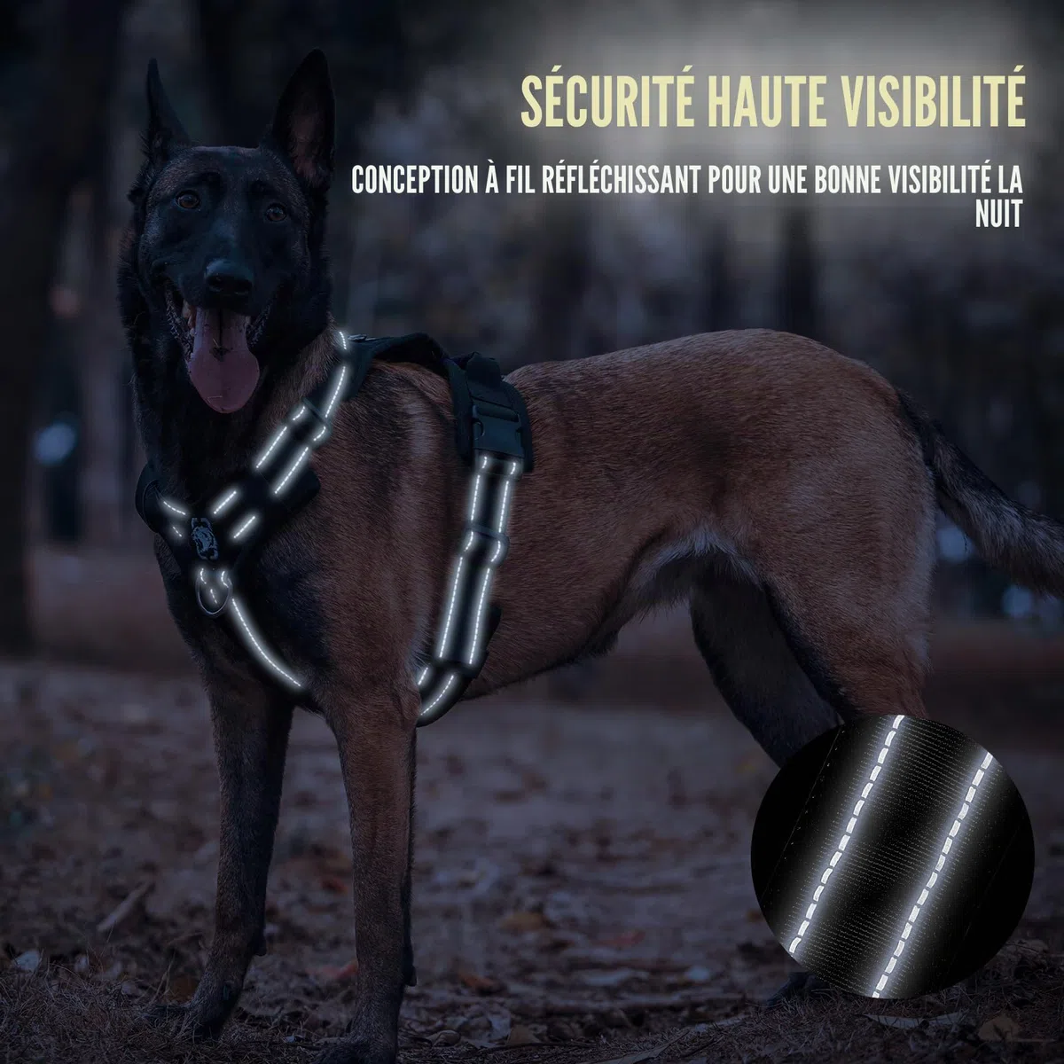 OneTigris Harnais tactique réglable Diesel - Harnais tactique doux et rembourré pour chiens de taille moyenne et grande taille - Avec réfléchissant, 1 poignée, 3 anneaux en D (noir, taille M)