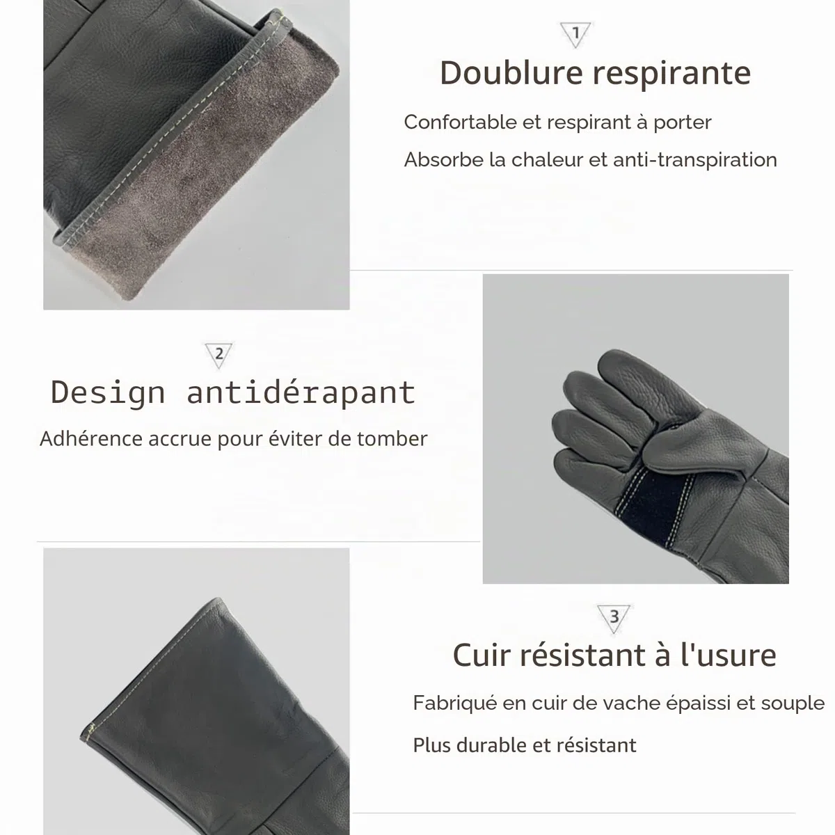 Anti-Morsure Gants de Manutention pour Animal, 60cm Gants de Travail en Cuir pour Le Soudage, Le Jardinage ou la Manipulation de Chat/Chien/Serpent/Lézard/Faucon/Reptile (Couleur Profonde)