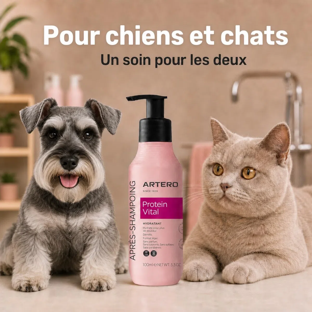 Après-shampooing pour Chiens et Chats Portein Vital d’Artero