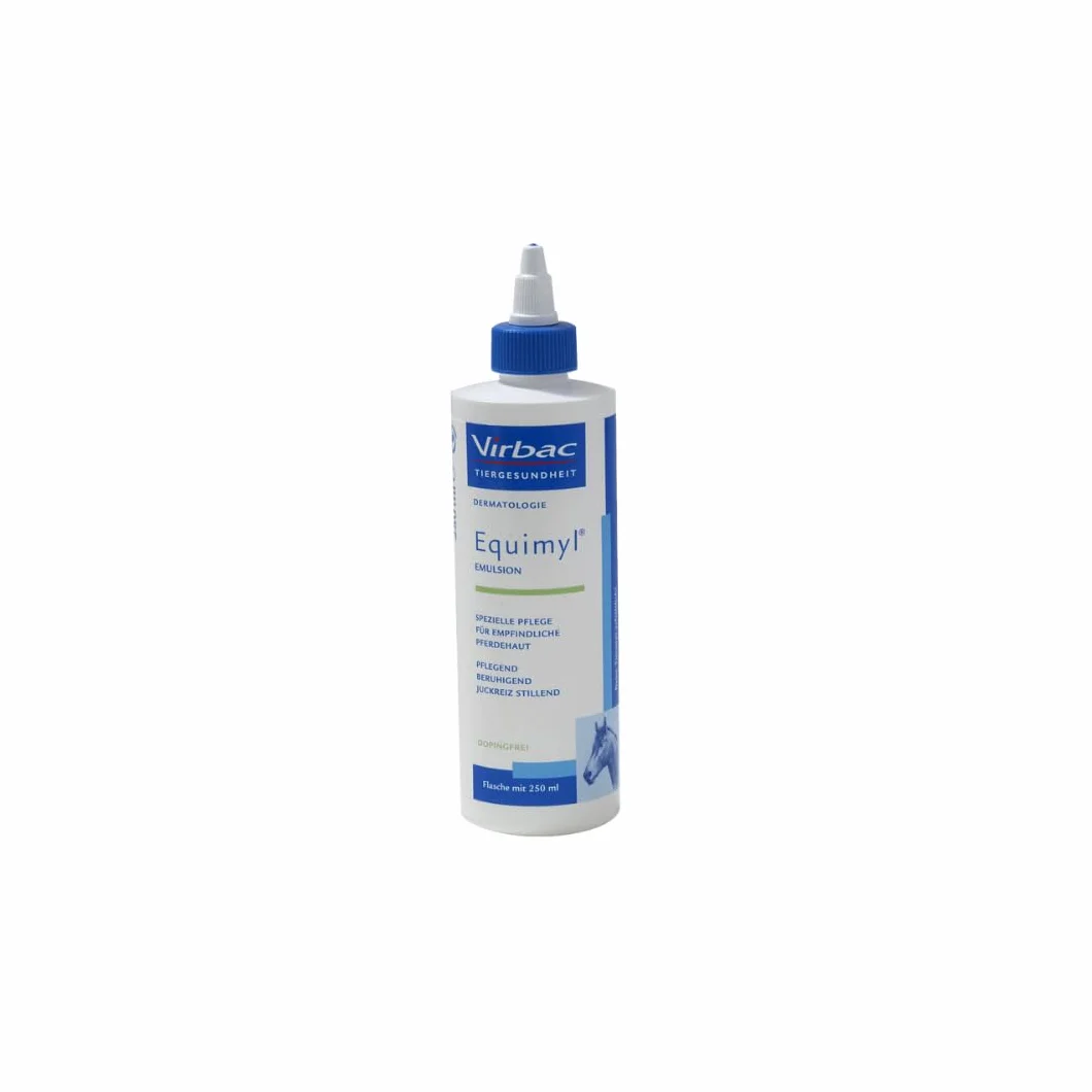 Virbac EQUIMYL Émulsion pour Chevaux | 250 ML | Soin dermatologique pour la Peau Sensible des Chevaux | pour Le Soin Quotidien des Peaux sèches | en Cas de Tendance aux Allergies cutanées