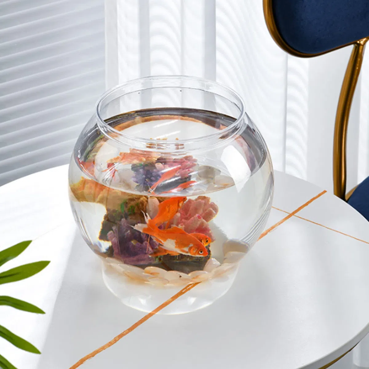 Bocal à Poissons, Boule Plastique Aquarium pour Aquariophilie avec Fond d'aquarium avec Support,Ronde Aquariophilie Plastique pour Les Fleurs ou comme Verre à Poisson, Bureau, Poisson 20 cm