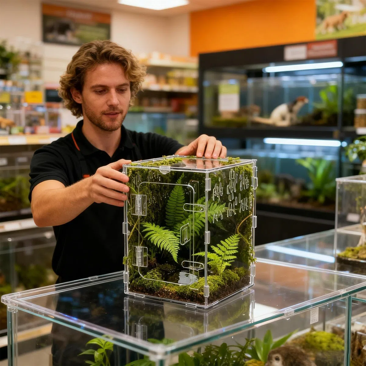 Terrarium pour Araignées - Boîte Habitat en Acrylique Transparent avec Caverne | Terrarium pour Reptiles - Convient pour Tortues, Dragons Barbus, Serpents, Tortues, Geckos, Bernard, Reptiles,
