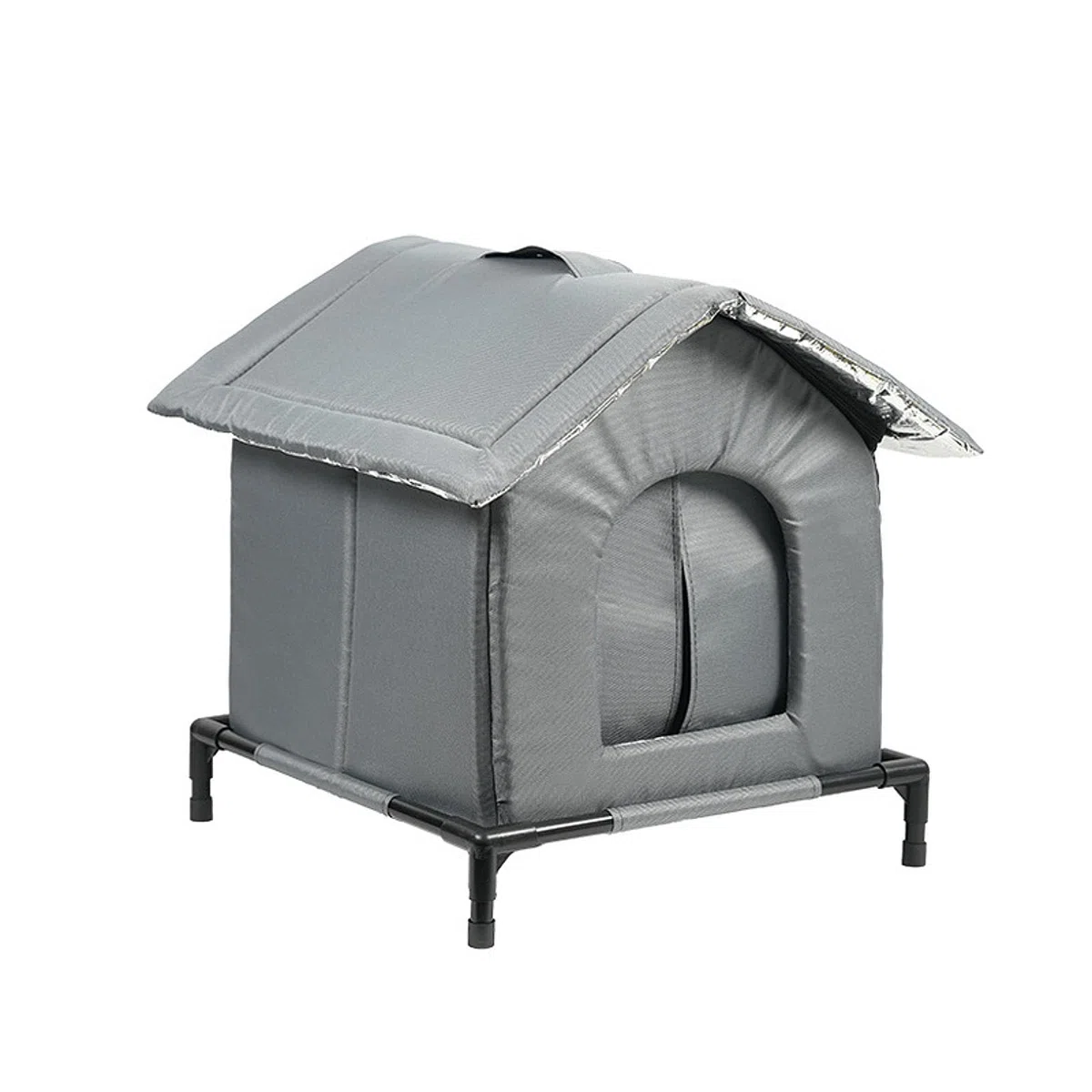 Gralara Niche pour Chat, Abri et Refuge Maisonnette d'Extérieur Chaude avec Coussin Doux et Support Surélevé, Niche pour Petits Animaux Extérieur Hiver, Adapté pour Chats, S