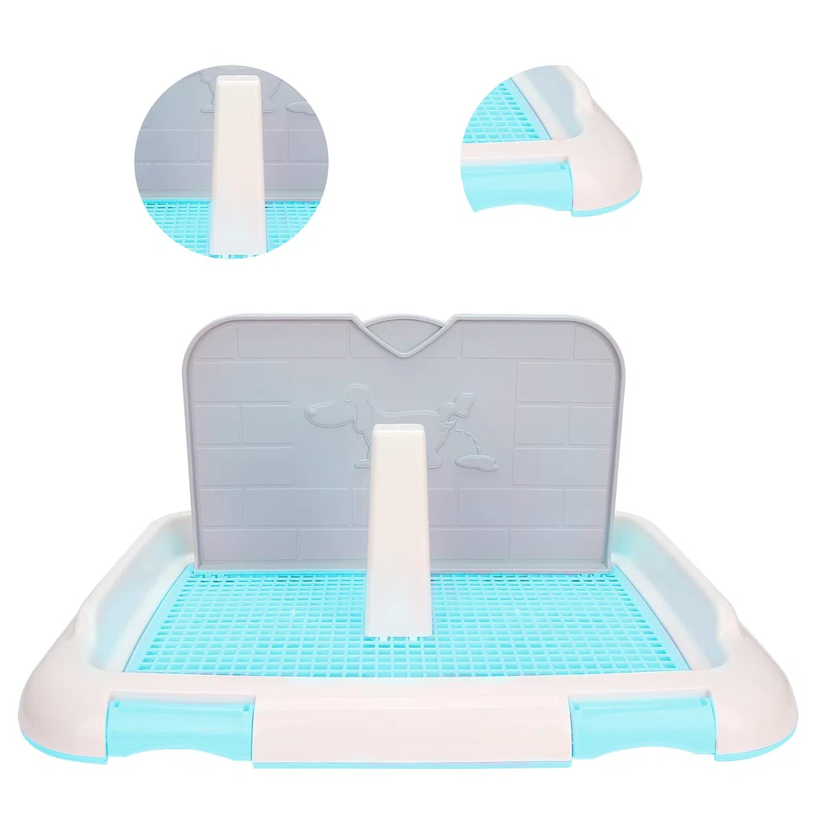 Toilettes pour Chien, Toilettes d'intérieur pour Chat et Chiot avec Mur simulé pour Chiens mâles pour Petits Chiens(Bleu)