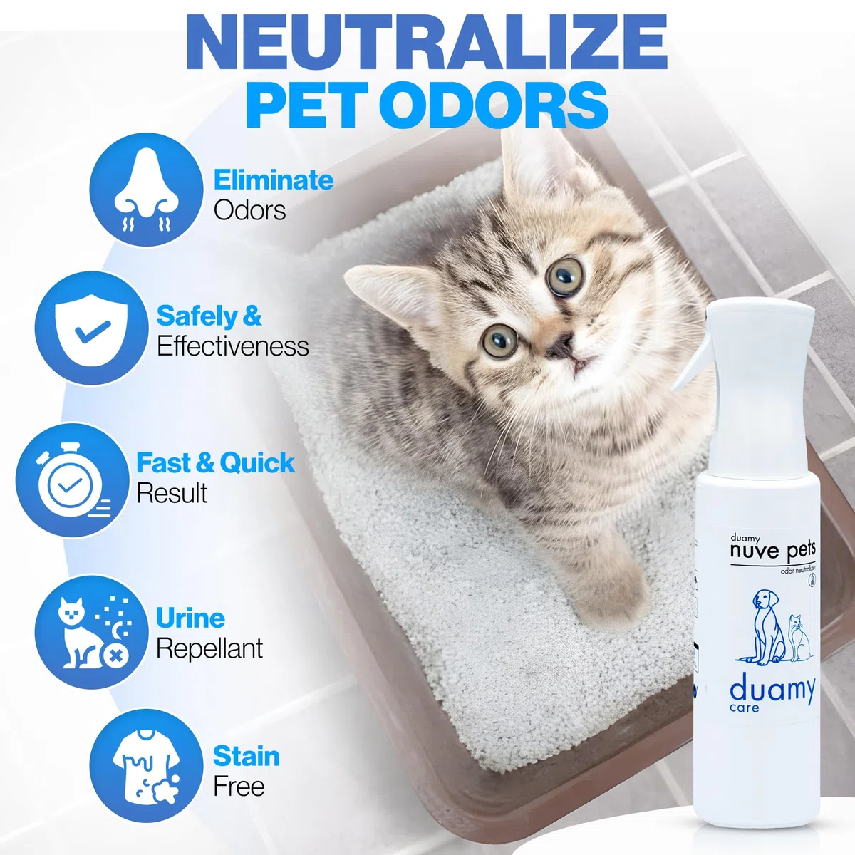 NUVE PETS Éliminateur d'odeurs d'animaux domestiques, désodorisant écologique sans gaz propulseur ni produits toxiques. Neutralise les odeurs. Anti-odeur pour l'urine des chiens et des chats. 500ml