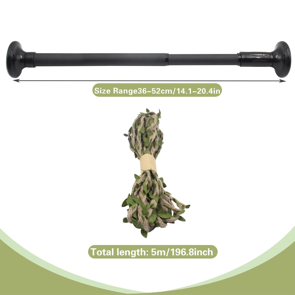 Snake Bâton d'escalade pour Reptiles en Corde de Chanvre avec Feuilles Vertes Décoration d'habitat de Terrarium pour Python Royal, lézard, Serpent, Bernard-l'ermite 40–50 cm