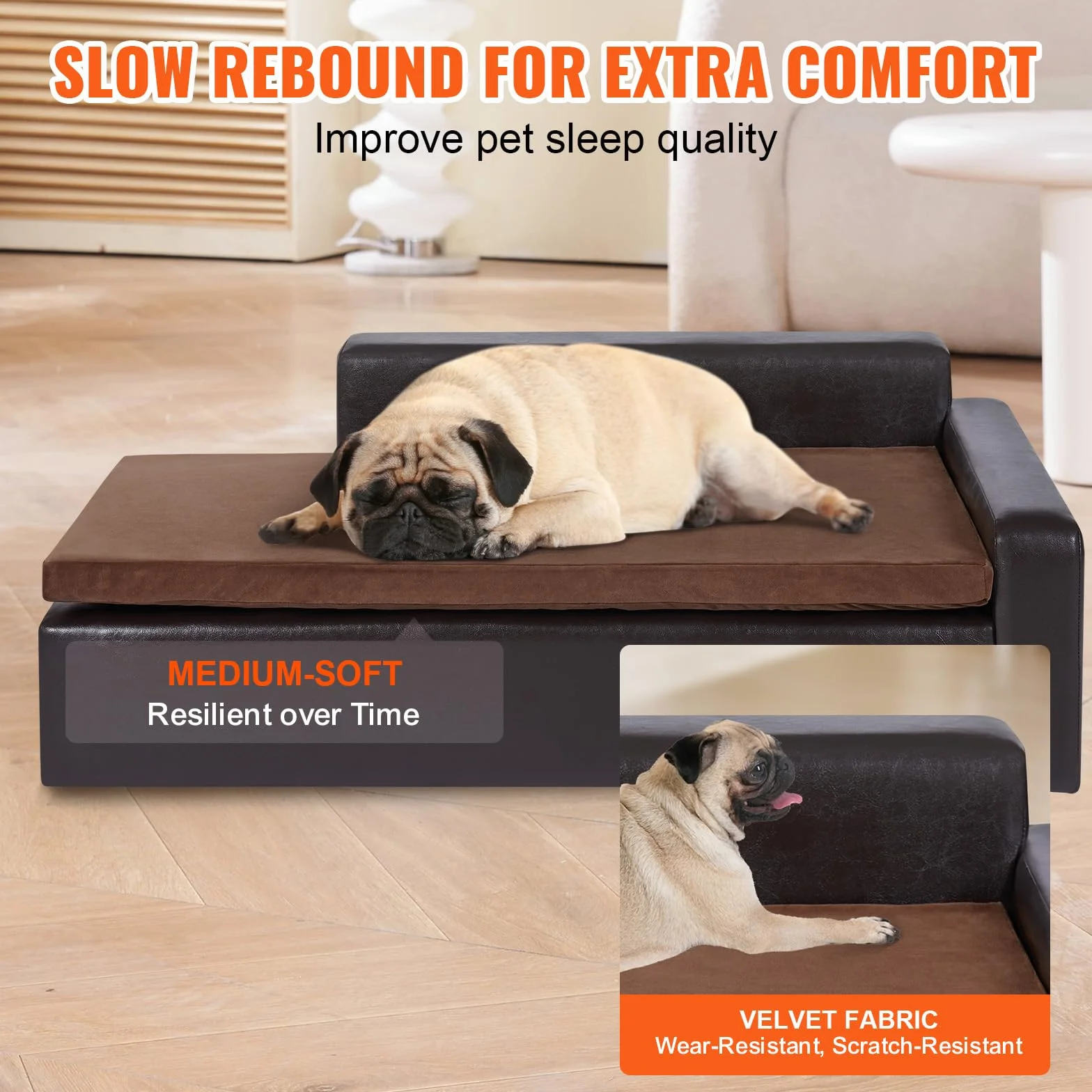 VEVOR Canapé pour Animaux de Compagnie, canapé-lit pour Chiens et Chats de Grande Taille, canapé en Cuir Souple pour Chien, capacité de Charge 50 kg, canapé Repos Confortable pour Animaux domestiques