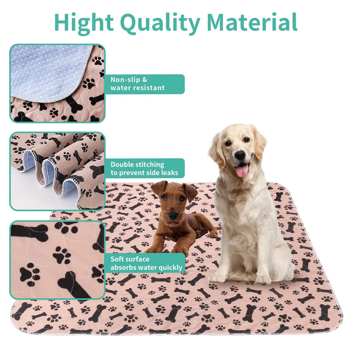 2 Pcs 90 * 80cm Tapis Educateur Chien Ultra Absorbant, Tapis pour Chien Lavable Antidérapant, Tapis de Dressage Réutilisable pour Chiot pour Chien/Chat/Lapin/Cochon d'Inde