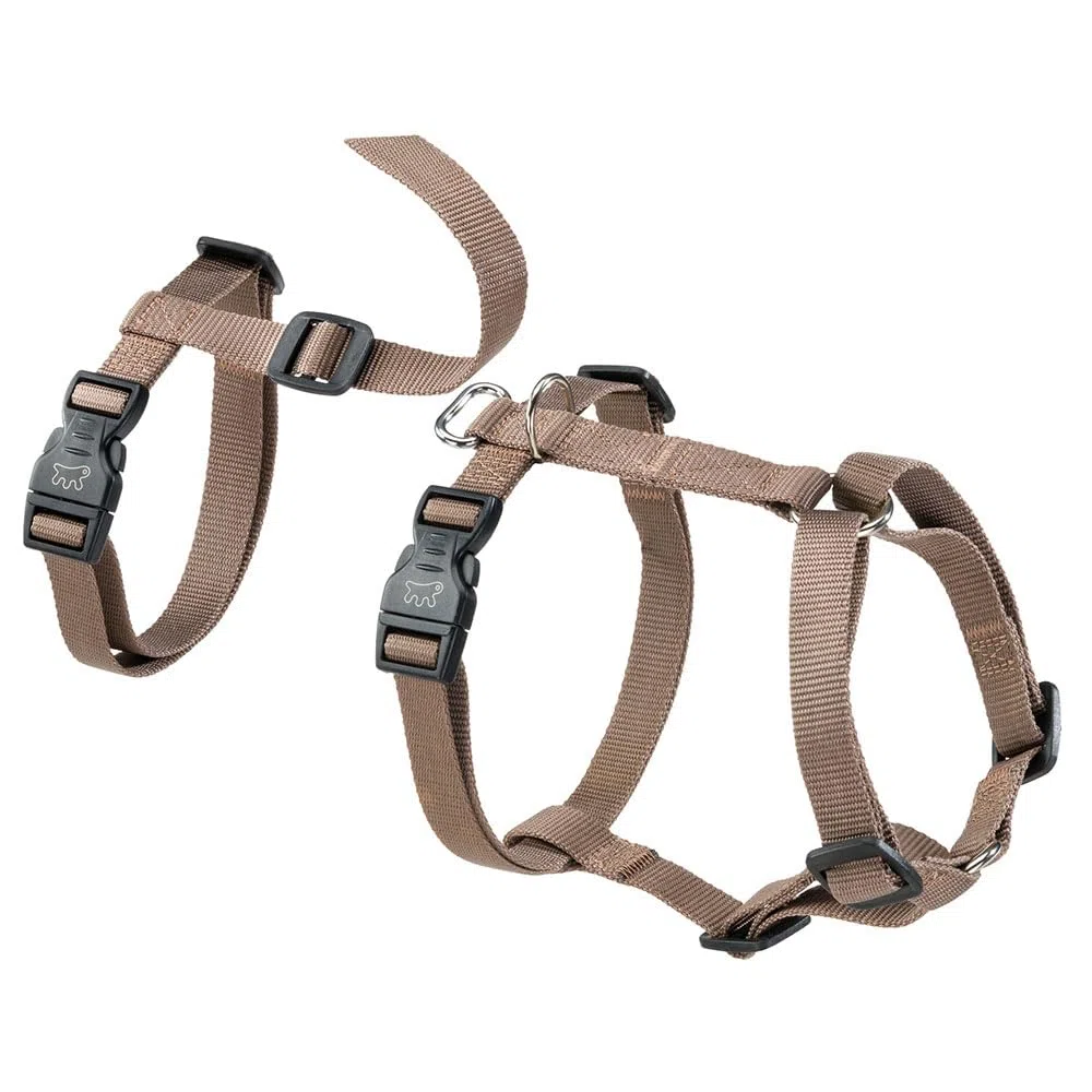 Ferplast Harnais pour Chien Brave Taille Moyenne, réglable en 6 Points, Anti-Fugue et Anti-Panique, Marron