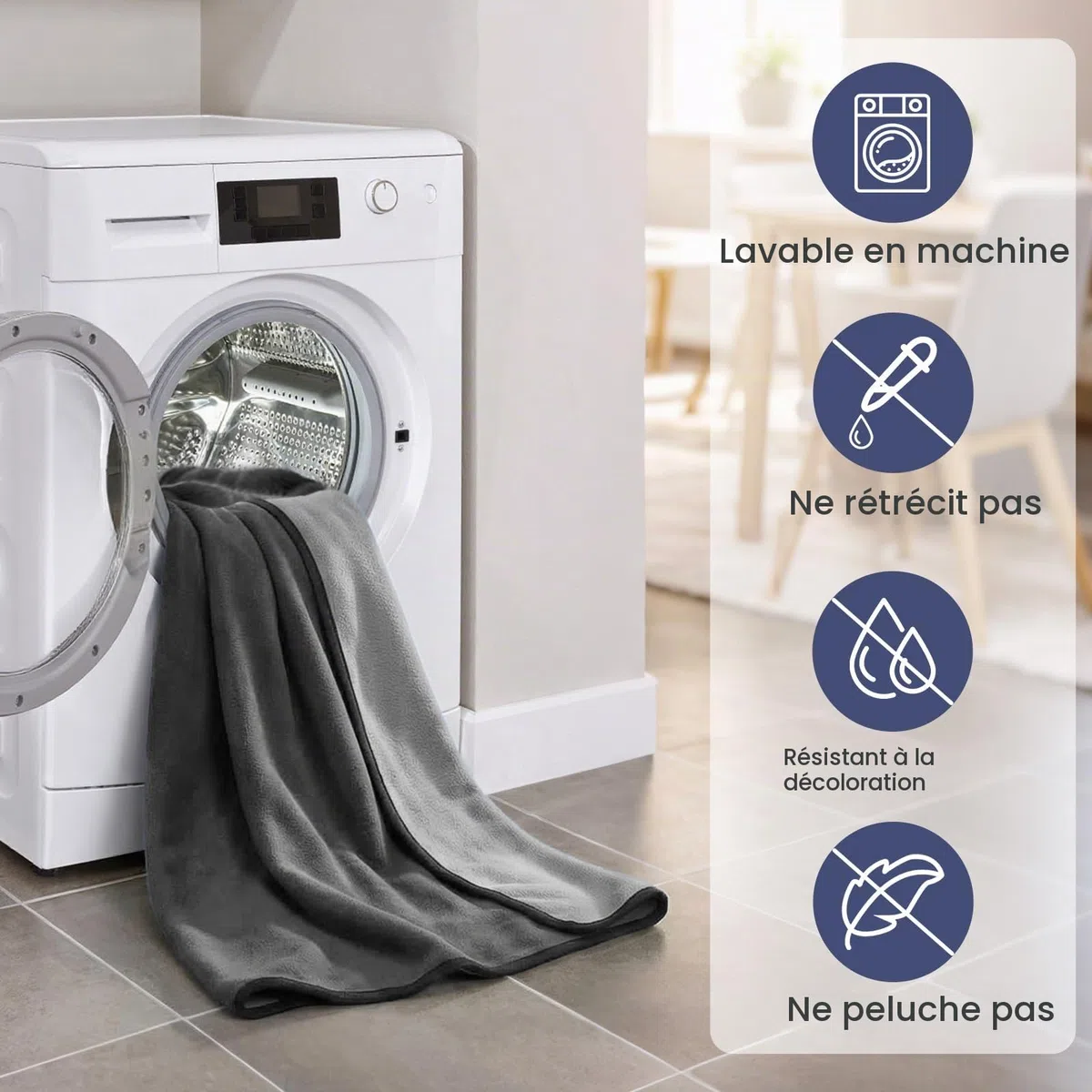 PETTOM Couverture Chien Imperméable(152x127cm), Plaid Chien Anti Pipi pour Canapé Lit Divan, Absorbante Chaude Douce pour Chiot Chat, Gris