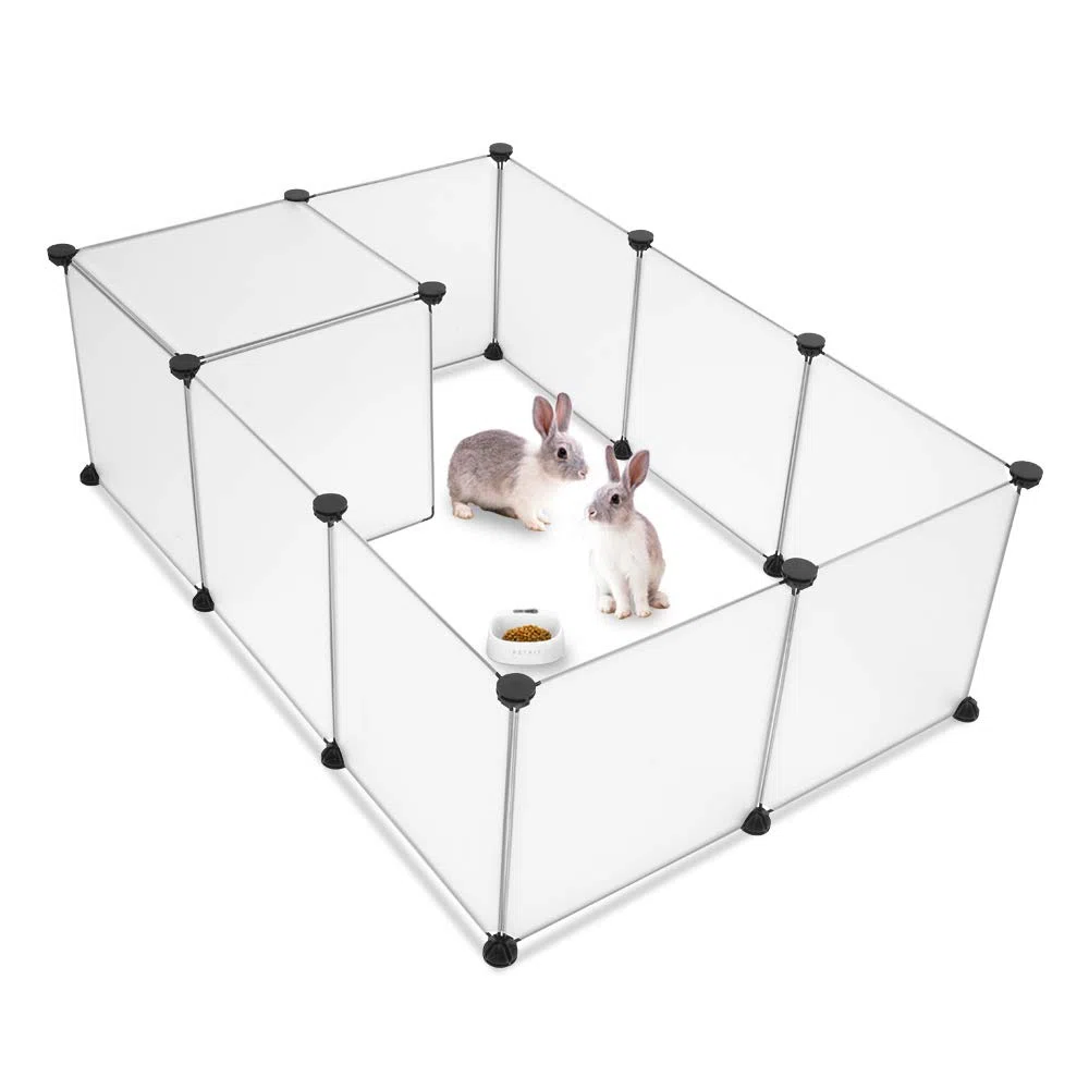 Bonnlo Parc Enclos pour Petits Animaux, Enclos Lapin Interieur, Cage, pour Cochons d'Inde, Lapins,Chien,Chiot,Blanc