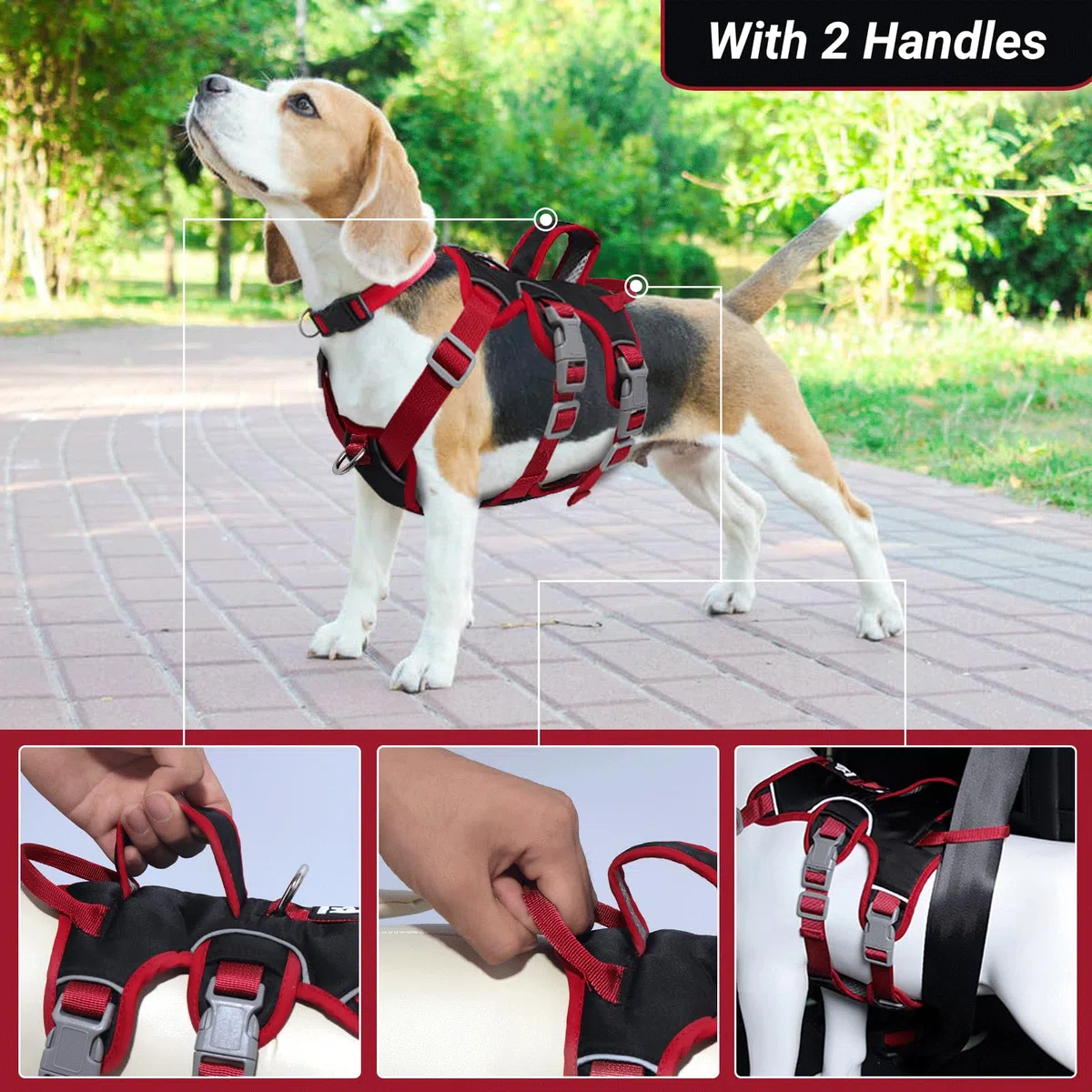 Harnais Anti Traction pour Chien - Arnet Réfléchissant Reglable Harnet en Y Harnais Canicross Chien pour Chiot Petit et Moyen Chiens, Noir + Anneau de Poitrine, L