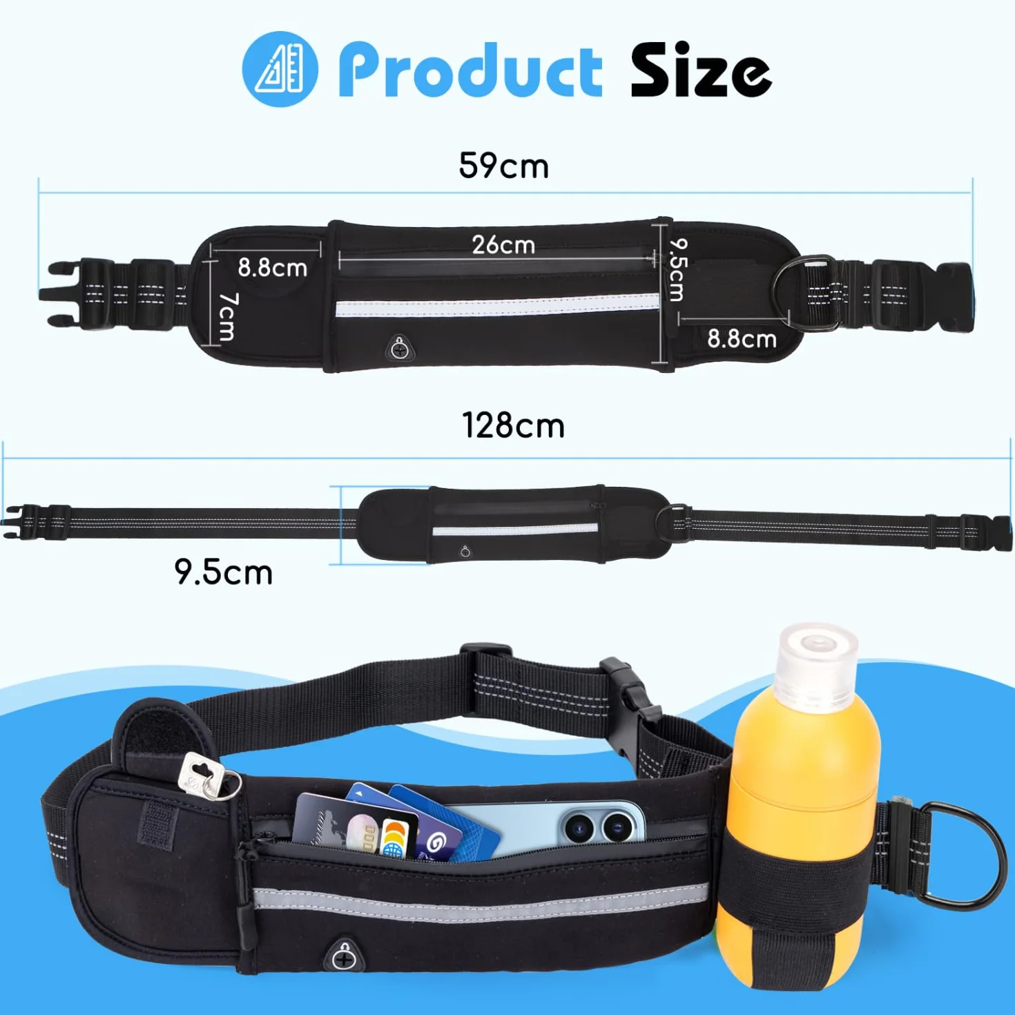 Nobleza Laisse Double Mains Libres pour 2 Chiens, Ceinture Réglable de Laisse de Formation pour la Promenade de Chien, Longe Ceinture Anti-Traction avec Coutures Réfléchissantes
