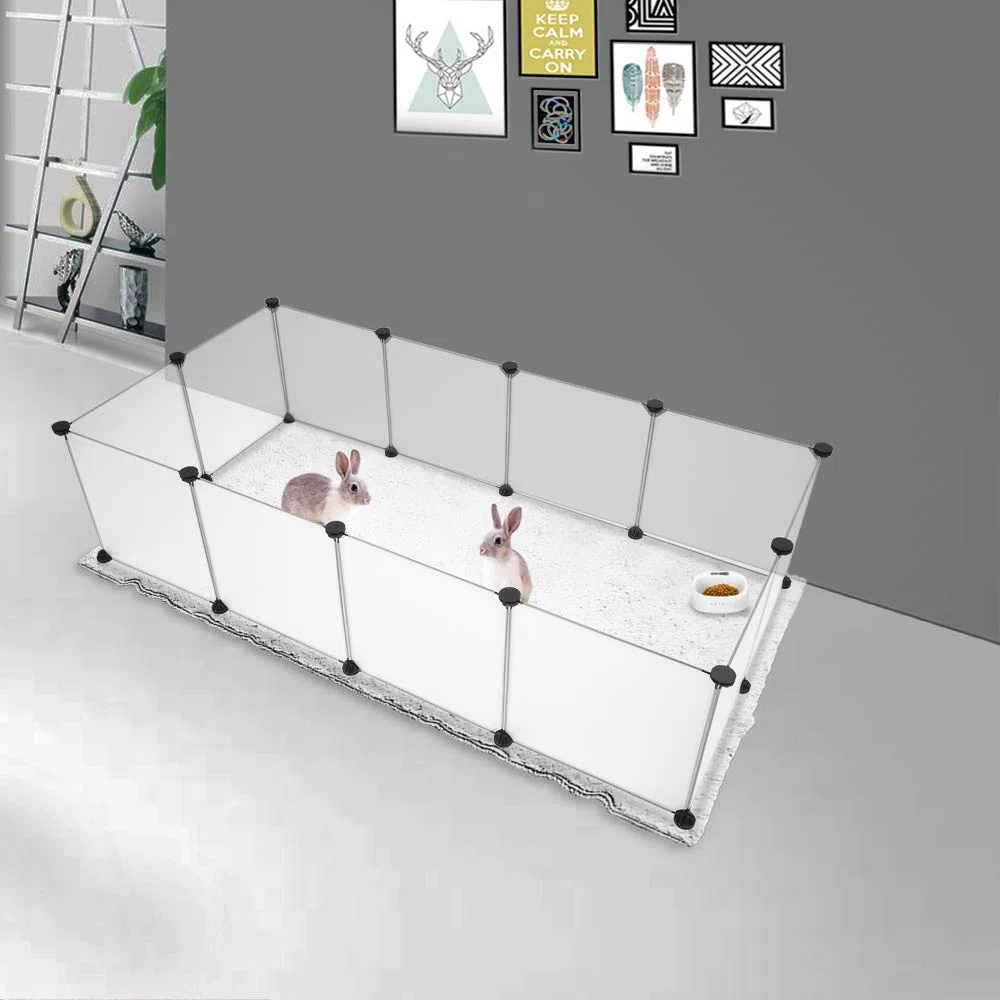Bonnlo Parc Enclos pour Petits Animaux, Enclos Lapin Interieur, Cage, pour Cochons d'Inde, Lapins,Chien,Chiot,Blanc