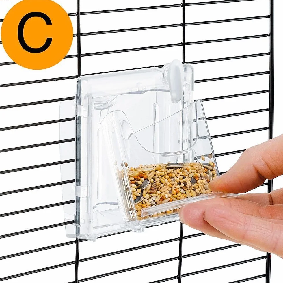 Ferplast Cage pour canaris et petits oiseaux exotiques GIUSY Cage rectangulaire pour oiseaux, équipée d'accessoires et mangeoires tournantes, métal robuste vernis Blanc et bac de cage en plastique Rouge, 39 x 26 x h 37 cm