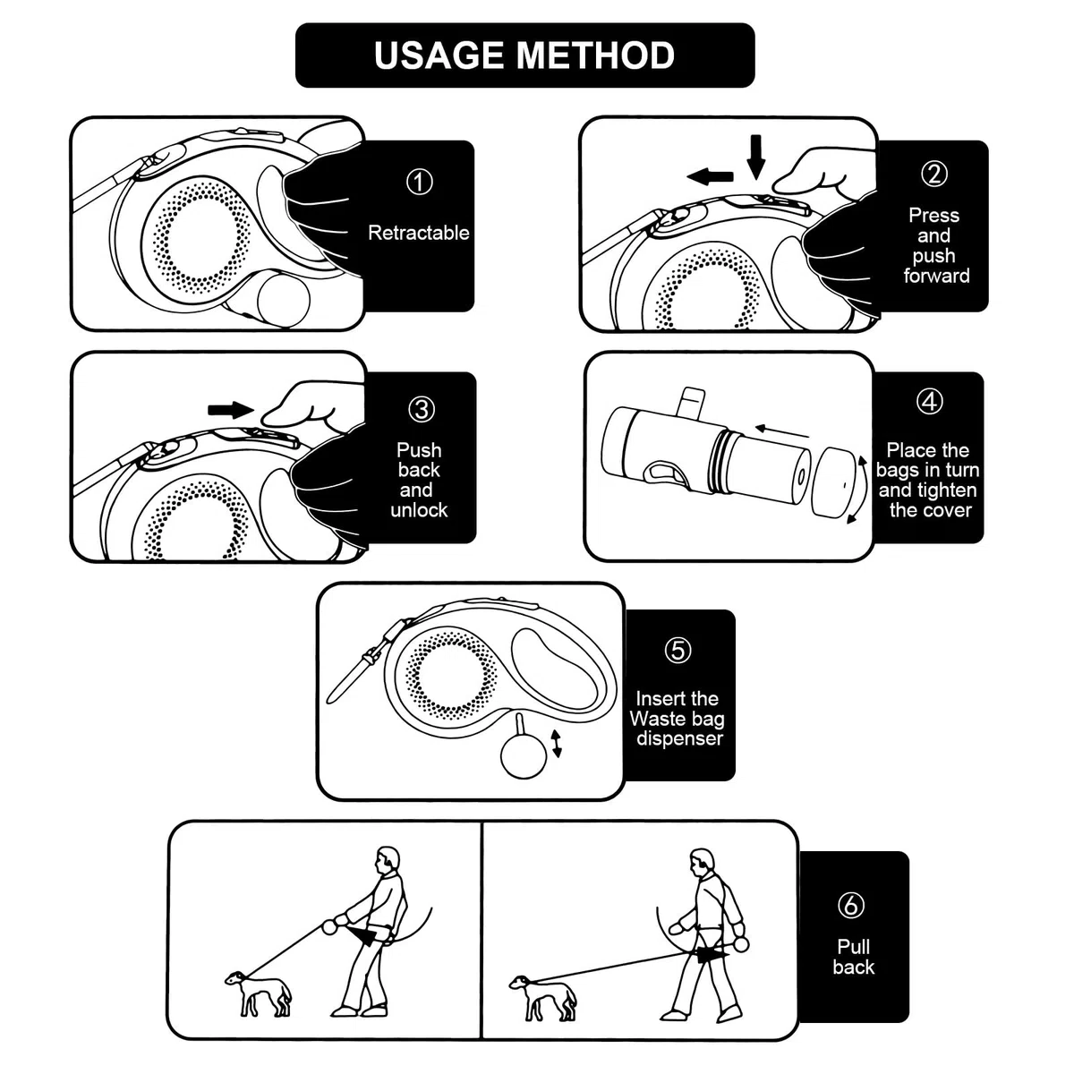 Laisse rétractable pour Chien 8M,avec Lampe de Poche LED, avec Support Sac à déjections Canines,Laisse de Dressage Automatique pour Chien jusqu'à 110 LB (50 kg) (Bleu)