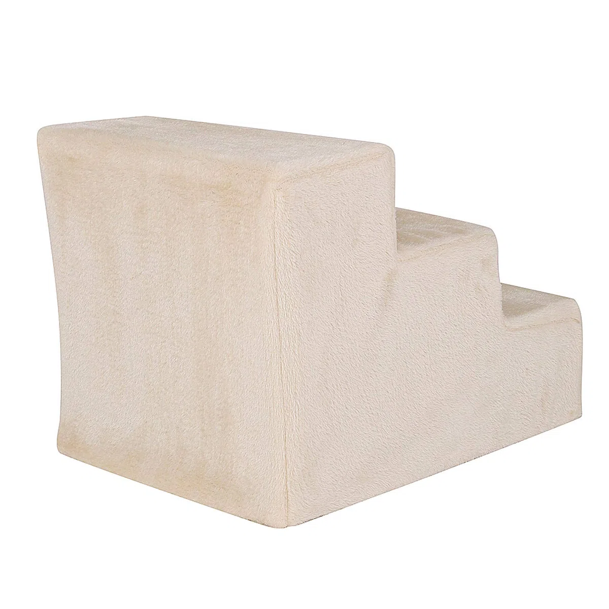 lionto Escalier pour Animaux avec Housse en Peluche, 46x36x34 cm, marchepied Robuste, Doux pour Les articulations, Housse Amovible et Lavable, supporte Jusqu’à 50 kg, Beige