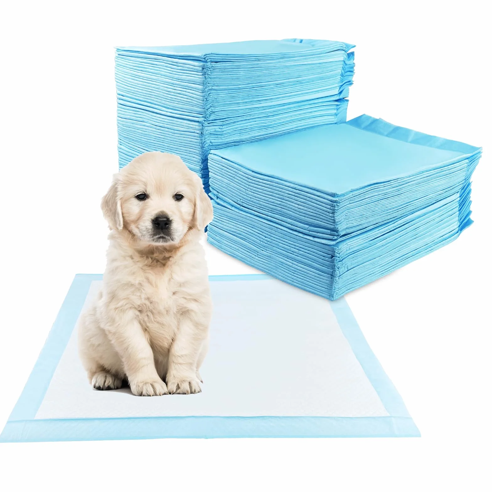Fousenuk 100 Pièces Tapis Absorbant Chien, 60X60cm Alaise Jetable Alèse Pipi Propreté Educateur Chien Animaux, Aleze Impermeable, Pee Pad Apprentissage la Propreté Anti-Fuite Résistante