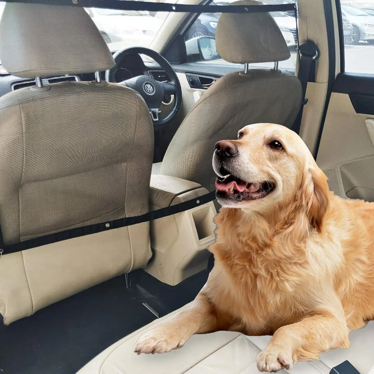 YNR Filet de Séparation pour Chien en Voiture, Barrière Universelle avec Crochets Métalliques, 115 x 62 cm